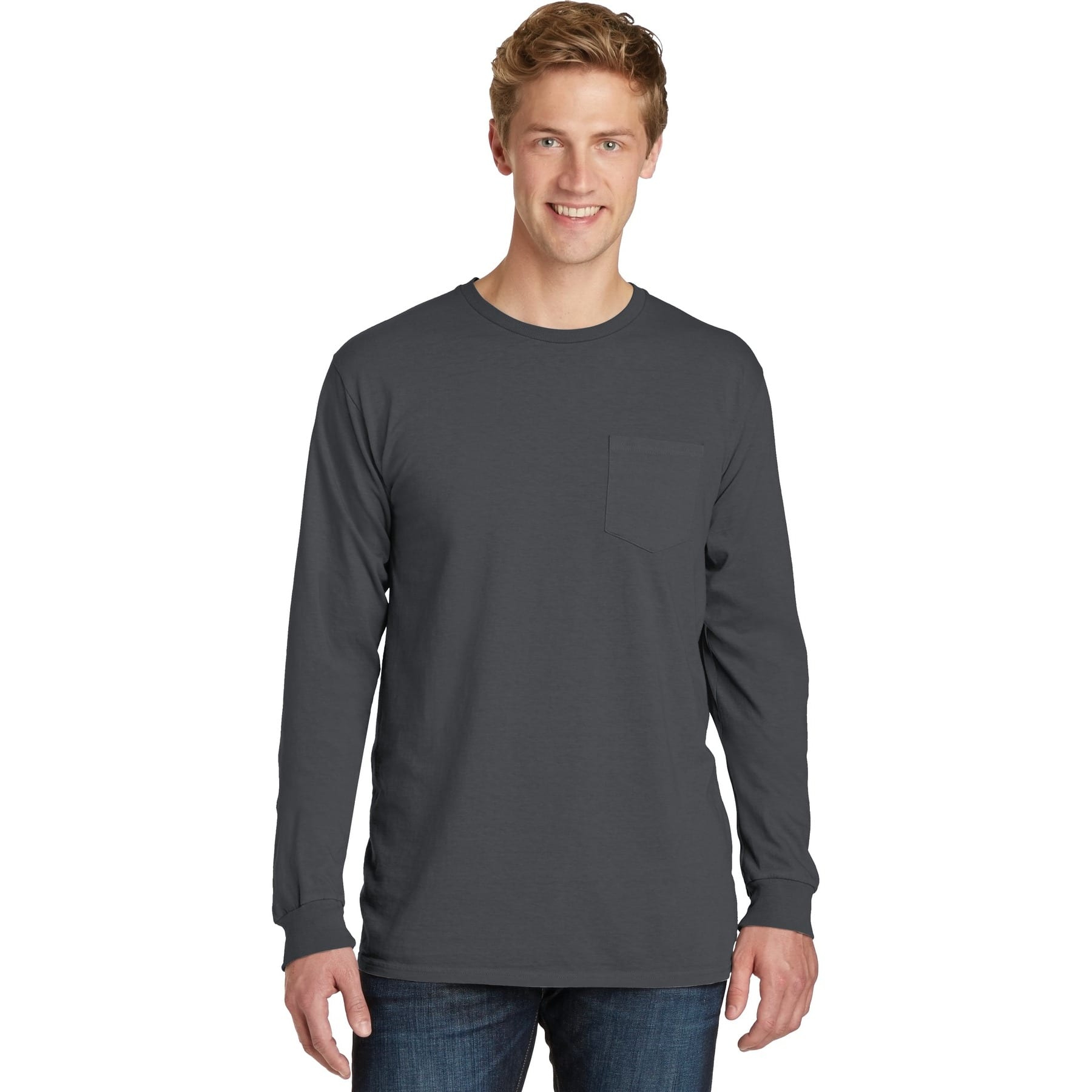 Port & Company® Beach Wash® Garment-Dyed Long Sleeve Pocket T-Shirt