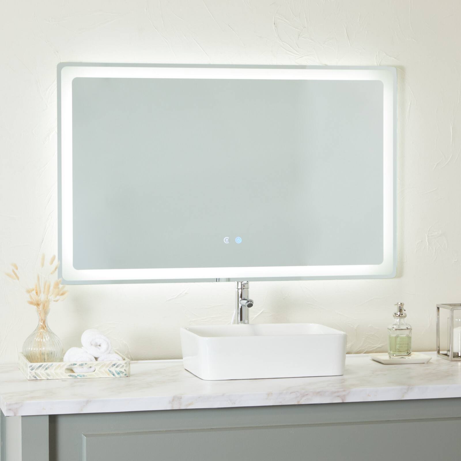 Clear Glass Modern Anti Fog Mirror, 47" x 2" x 30"
