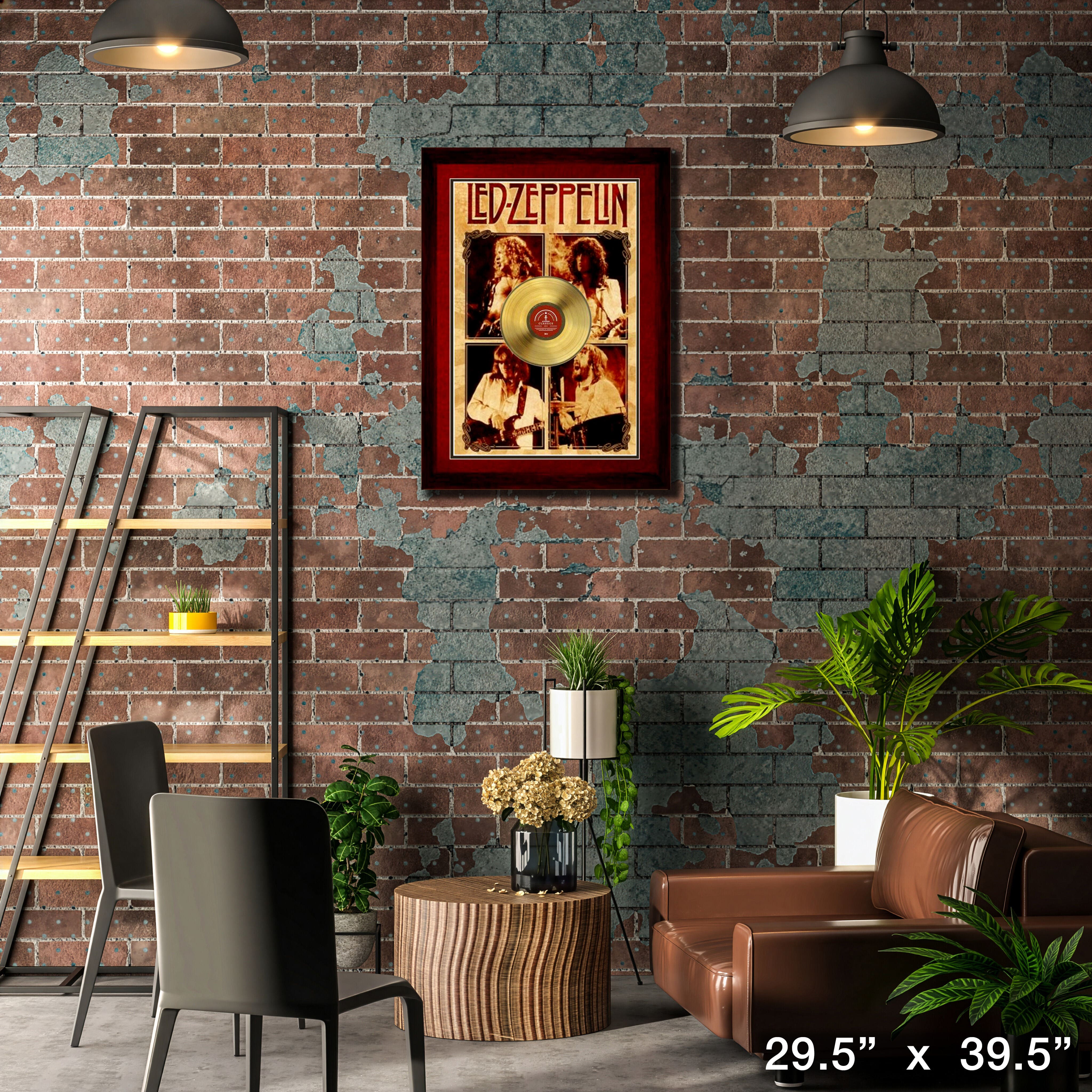 Led Zeppelin Framed Parchment With Gold LP 29.5" x 39.5"