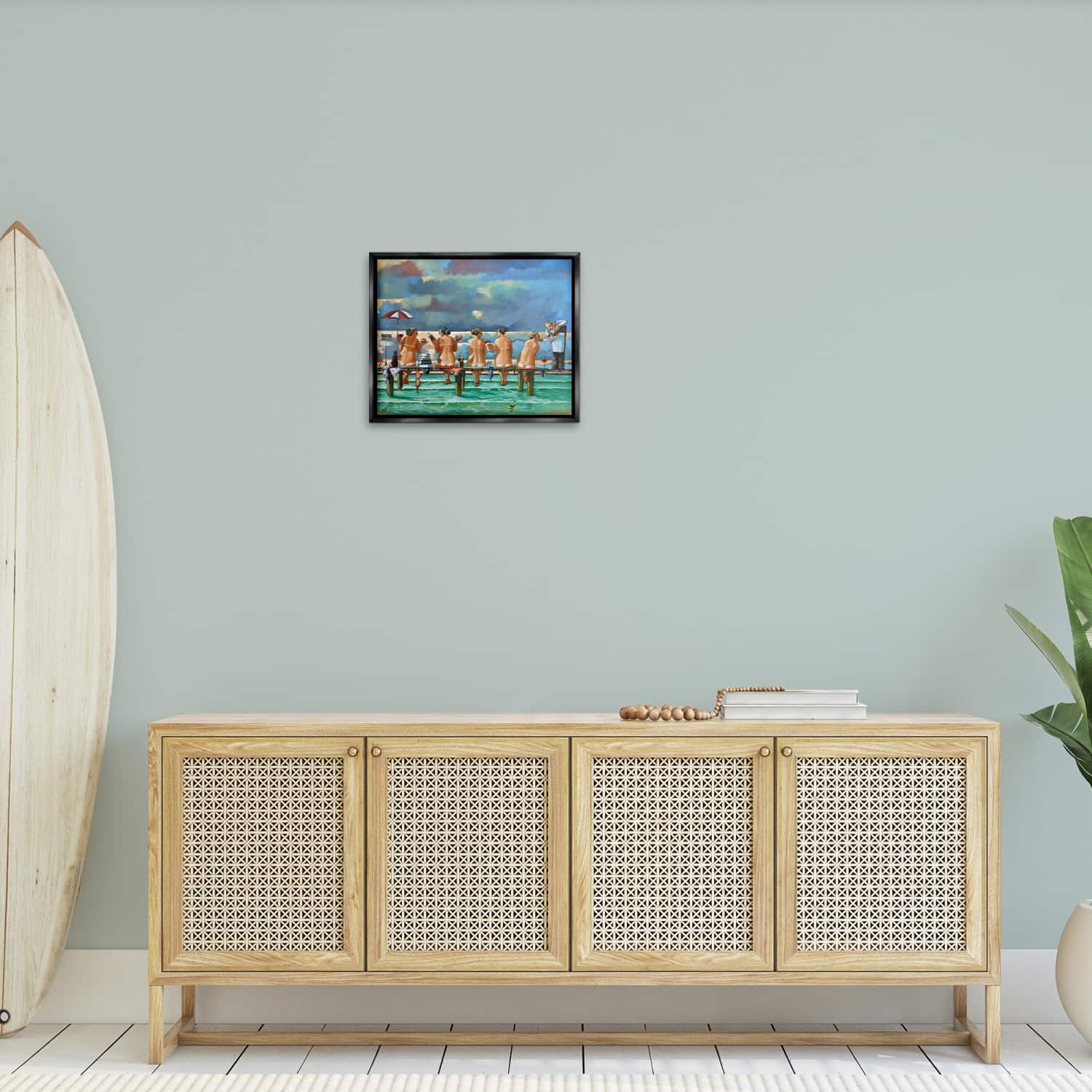 Stupell Industries Women on Dock with Tan Lines Floater Framed Art