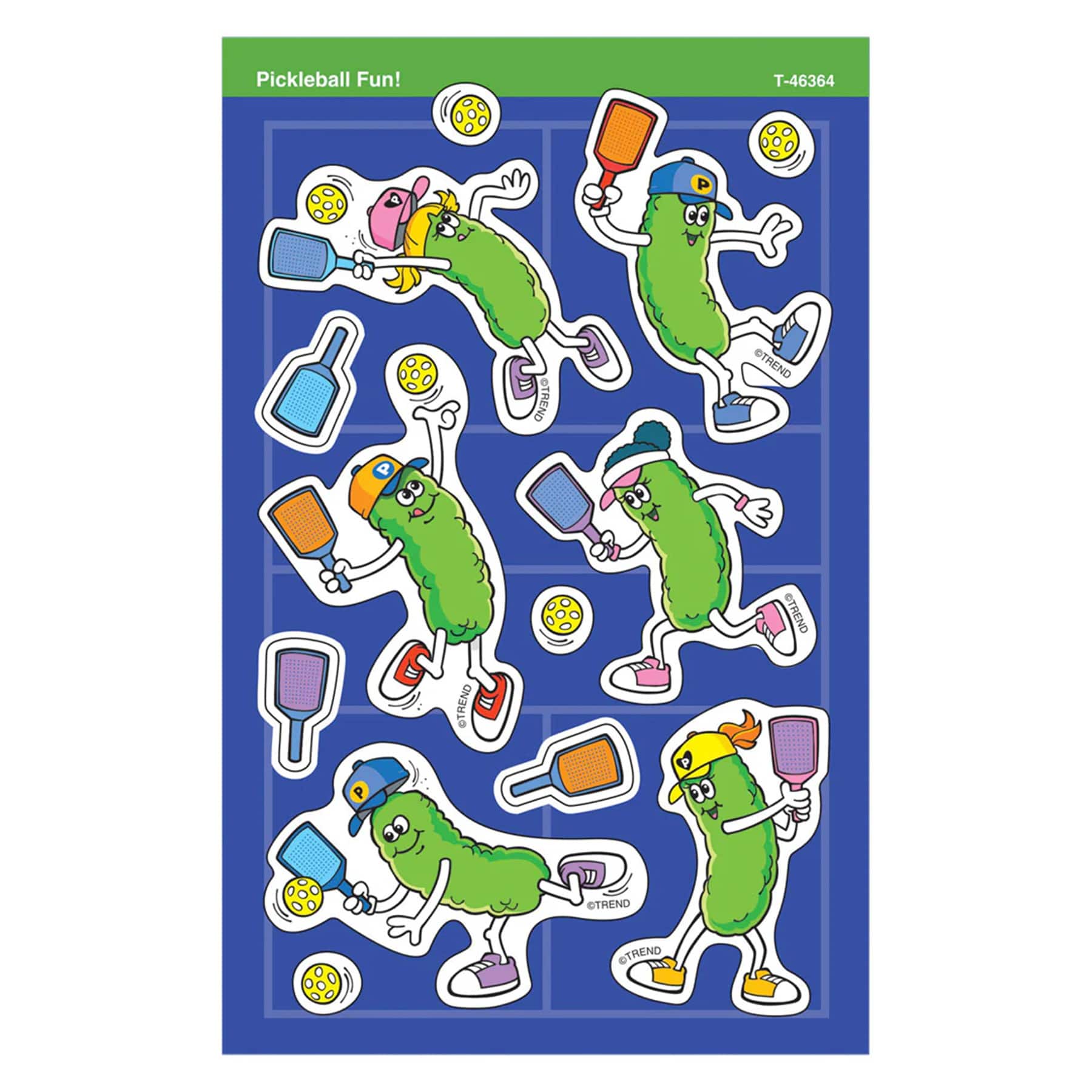 TREND Enterprises® Pickleball Fun! Super Shapes Stickers - Large, 6 Packs of 104