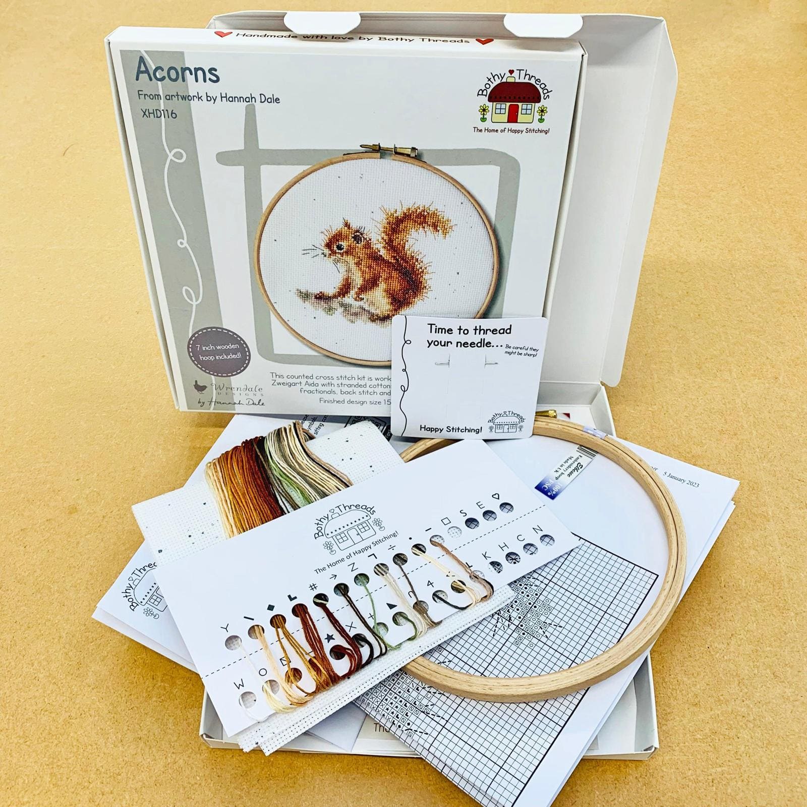 Bothy Threads Acorns Counted Cross Stitch Kit with Hoop