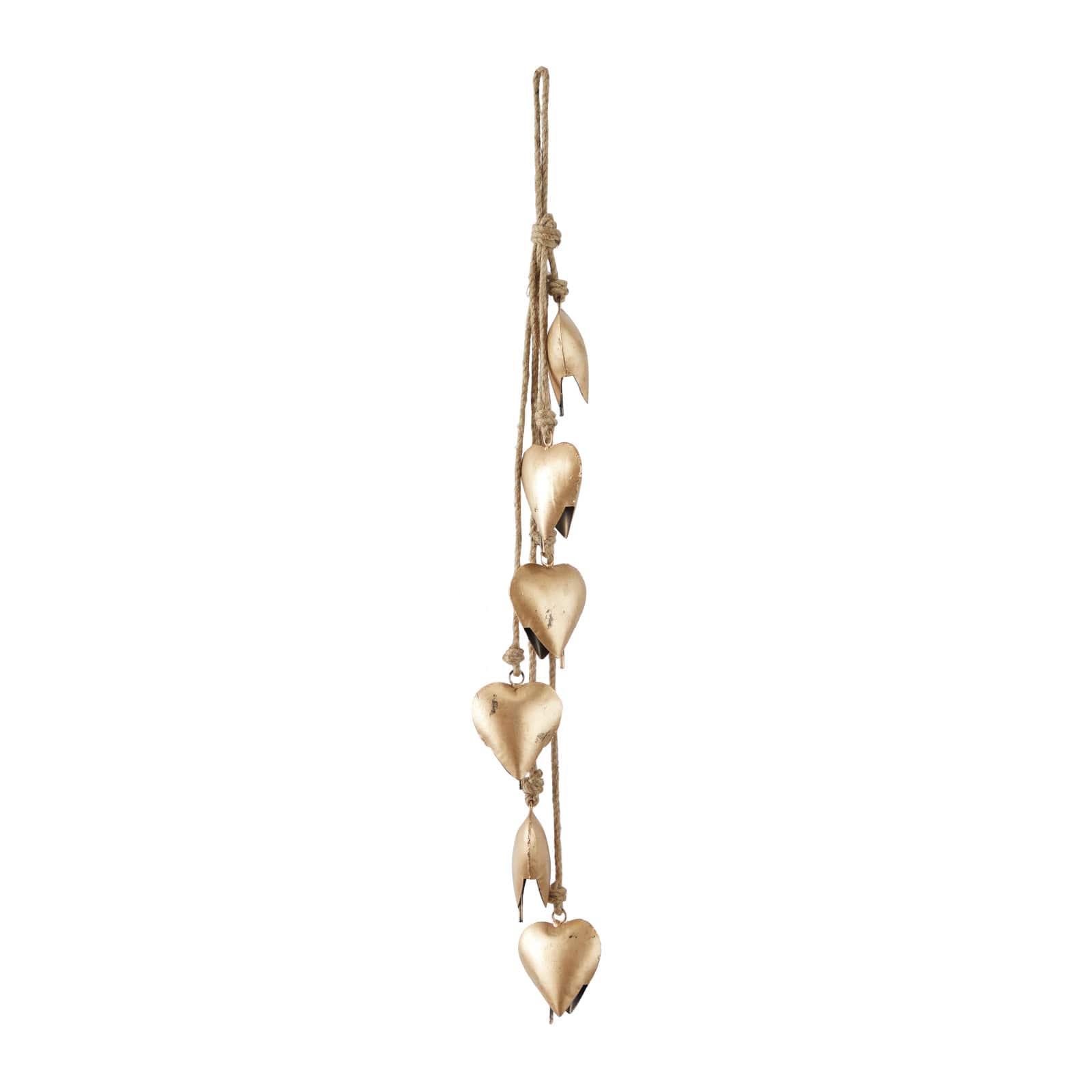 Gold Metal Bohemian Decorative Cow Bell, 6" x 2" x 35"