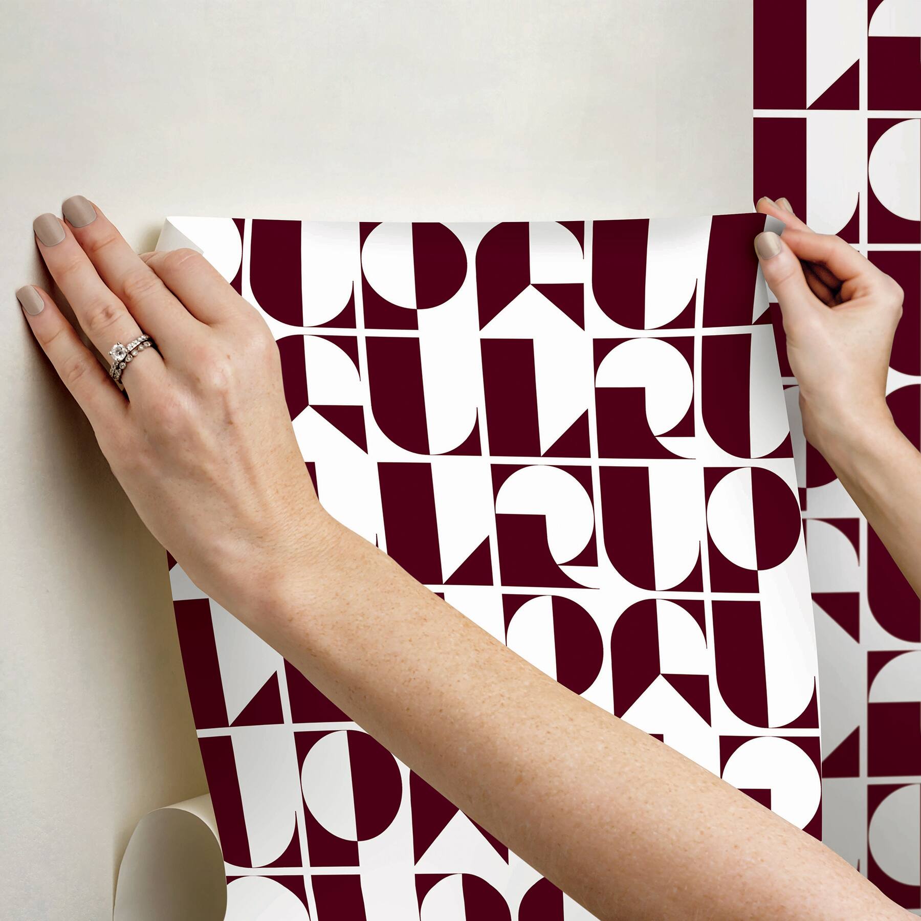 RuPaul RuDeco Oxblood Red Peel & Stick Wallpaper