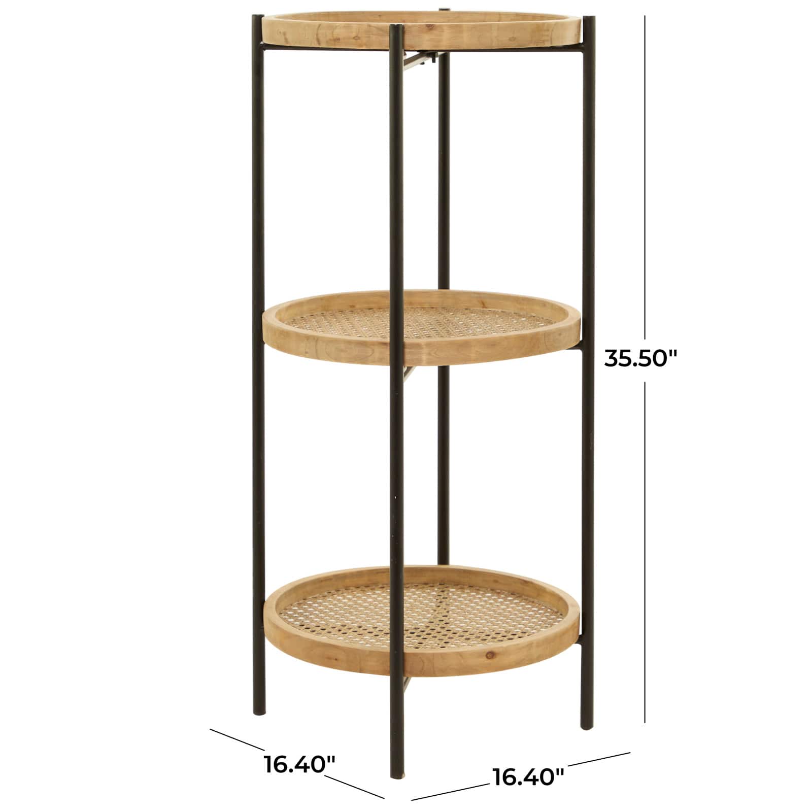 Brown Metal 3 Shelves Shelving Unit 16" x 16" x 34"