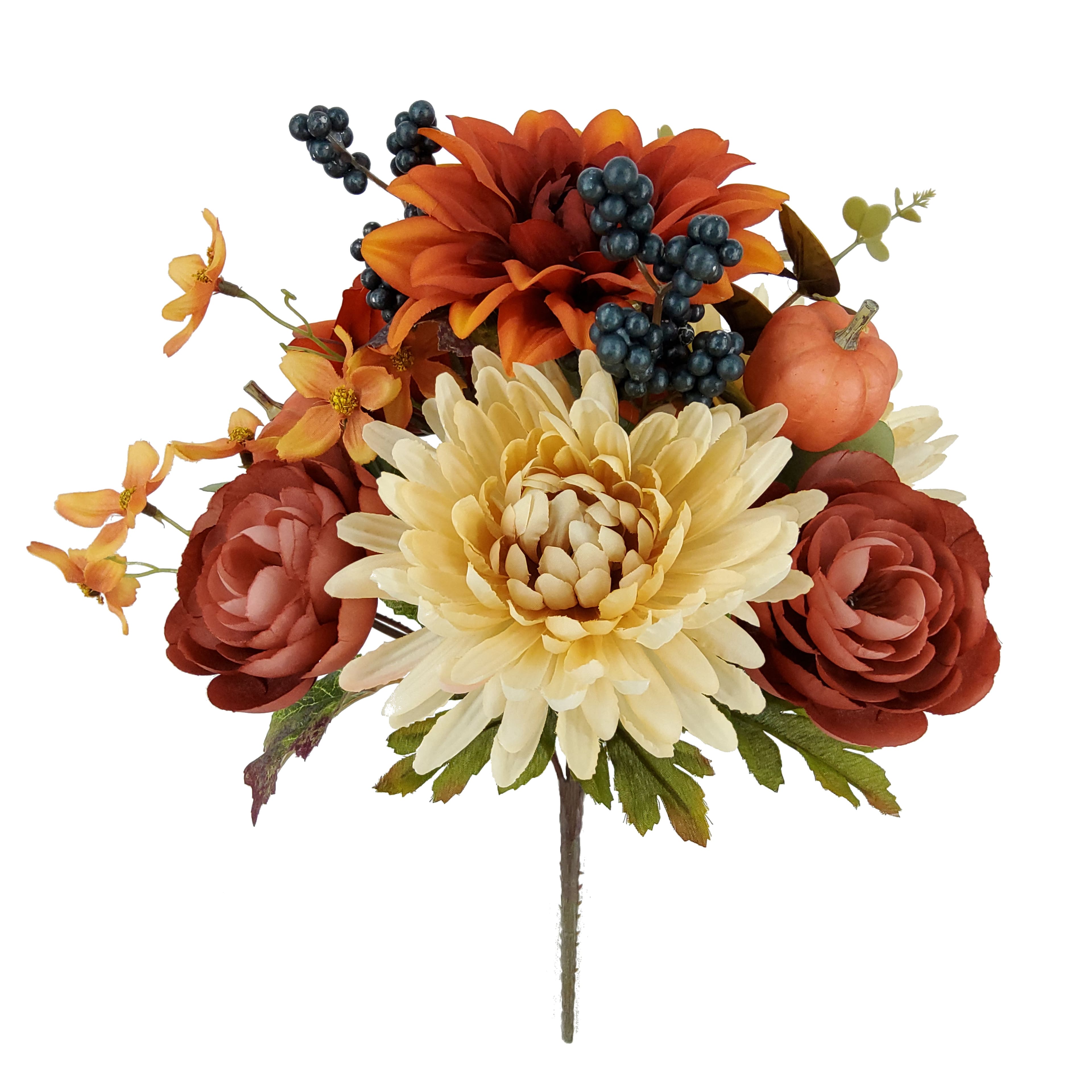 14" Orange Dahlia & Ranunculus with Berry Mix Bush by Ashland®