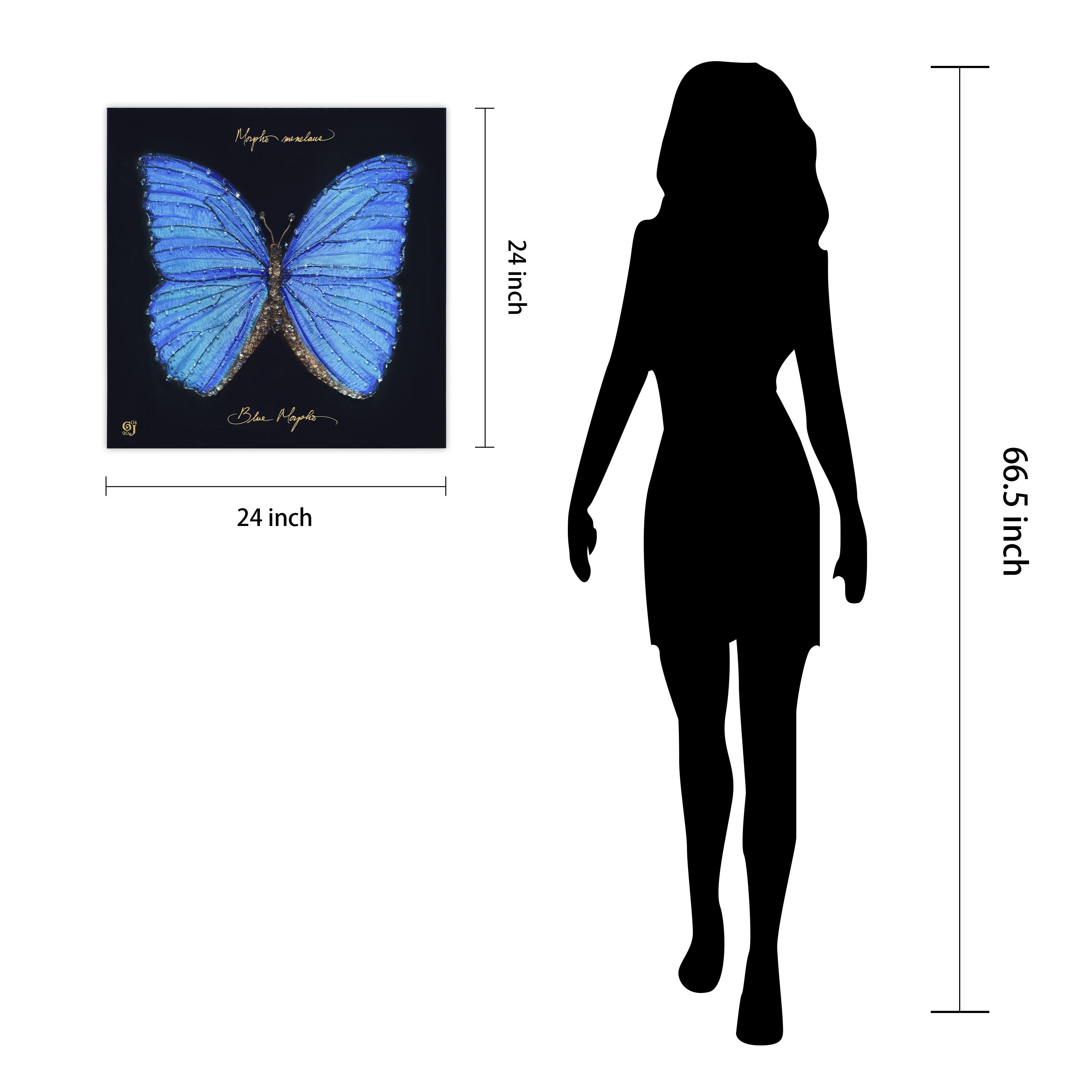 Empire Art Direct 24" x 24" Blue Monarch Elegance I Crystallus Gallery Epoxy Coated Wrapped Canvas Wall Art