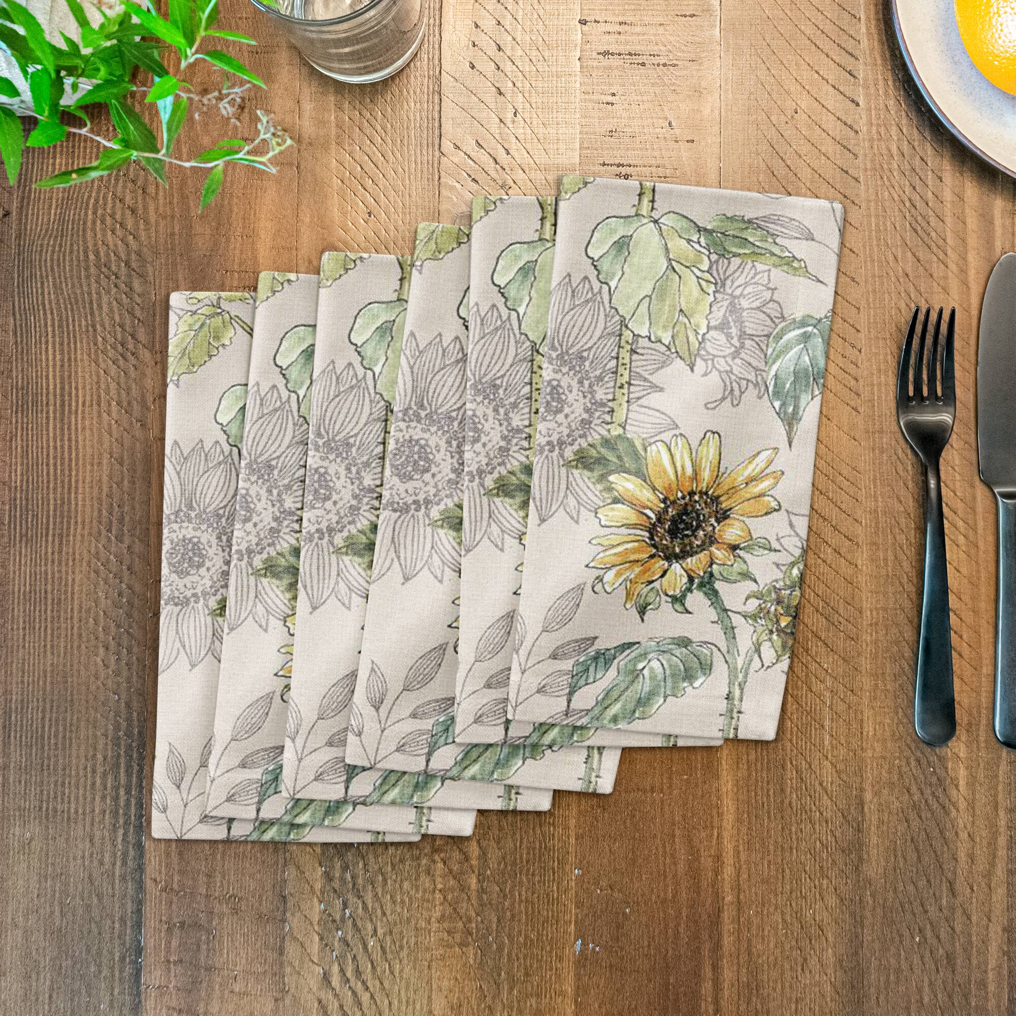 Sunflower Pattern Cotton Twill Napkin