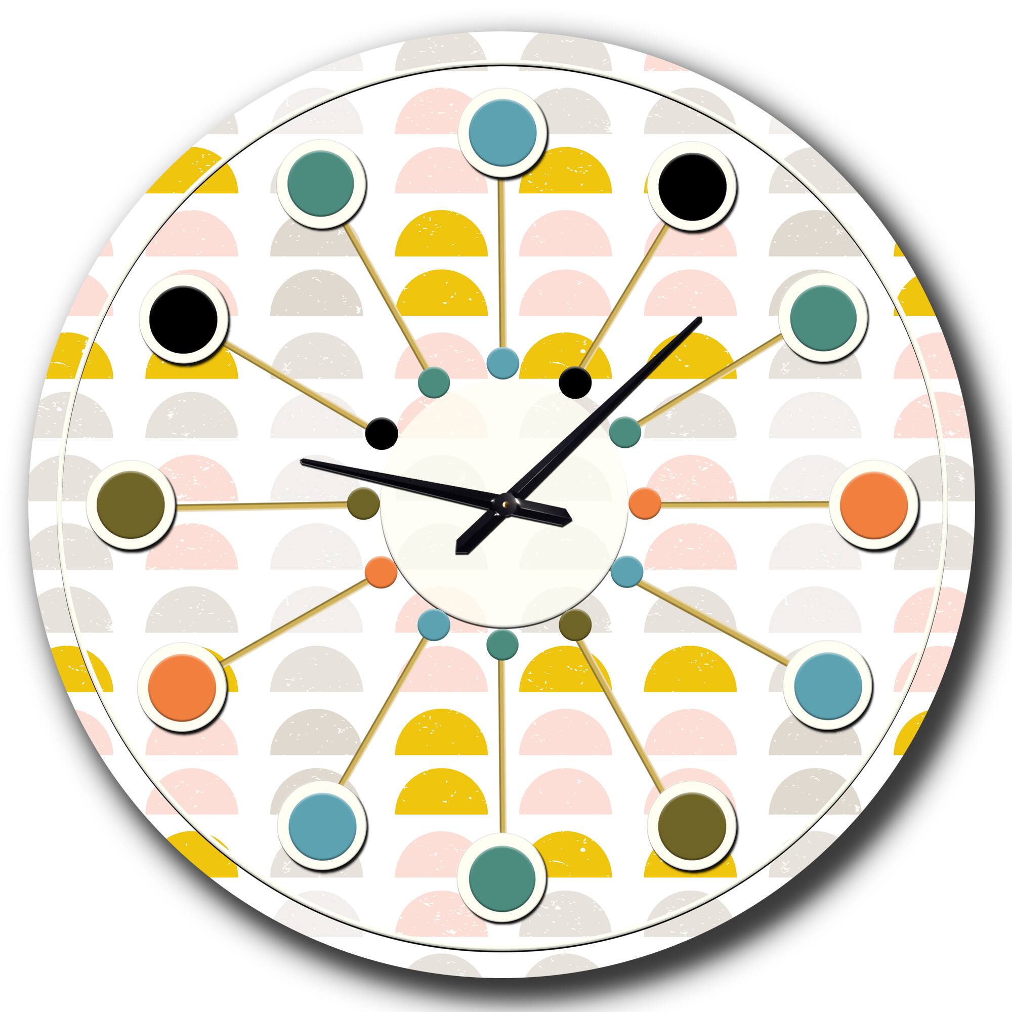 Designart 'Retro Pastel Circular Pattern Iii Mid-Century Modern Wall Clock