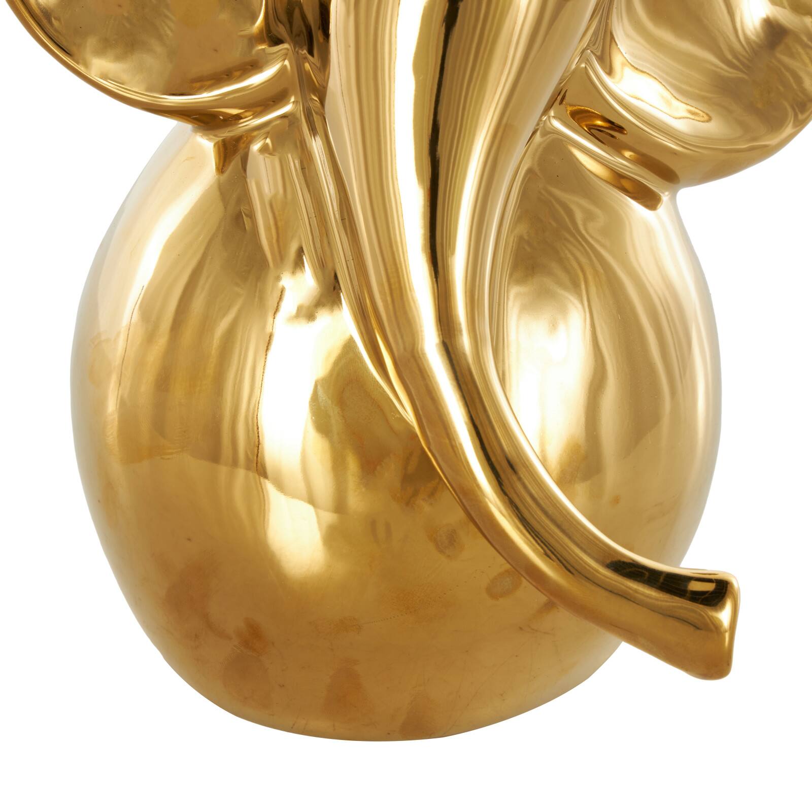 10" Ceramic Glossy Elephant Decorative Sculpture