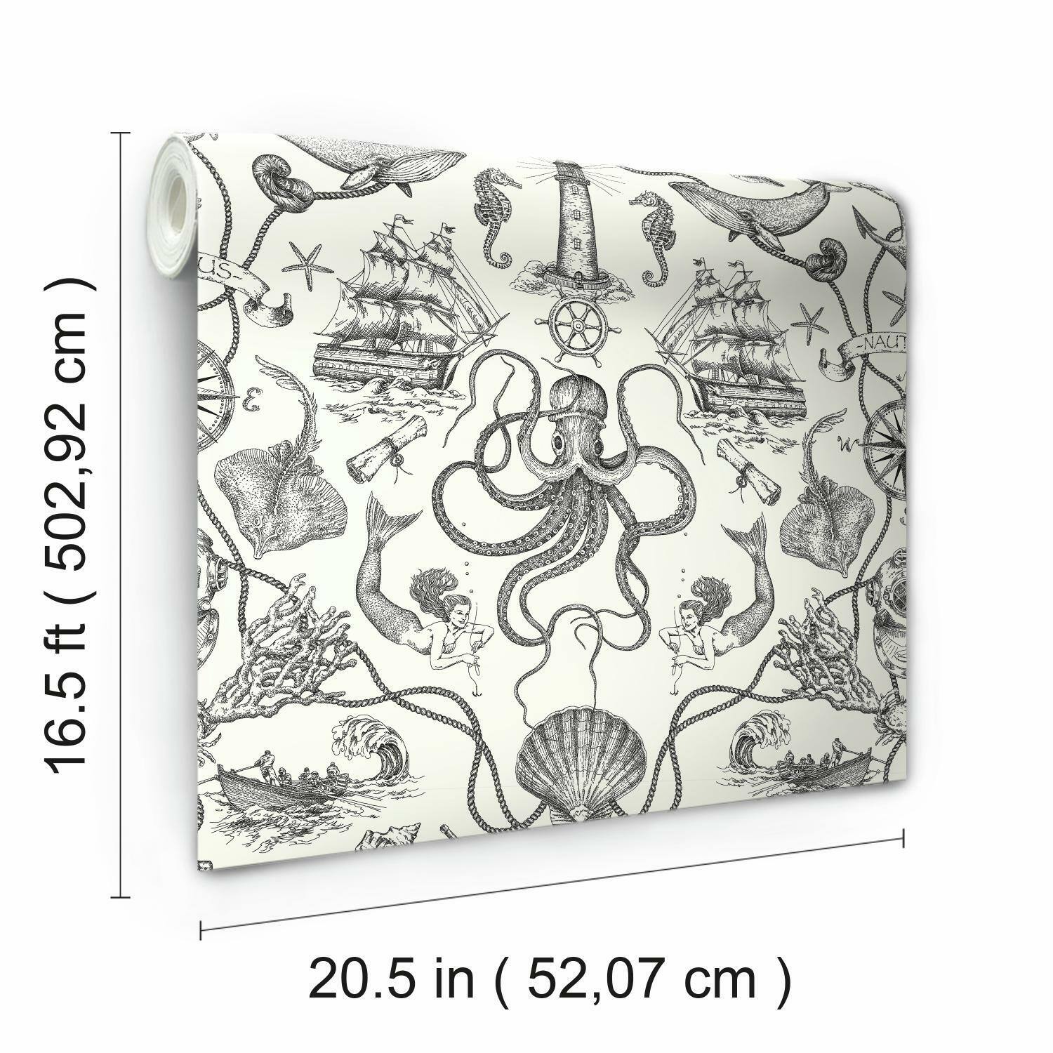 RoomMates Deep Sea Toile Peel & Stick Wallpaper