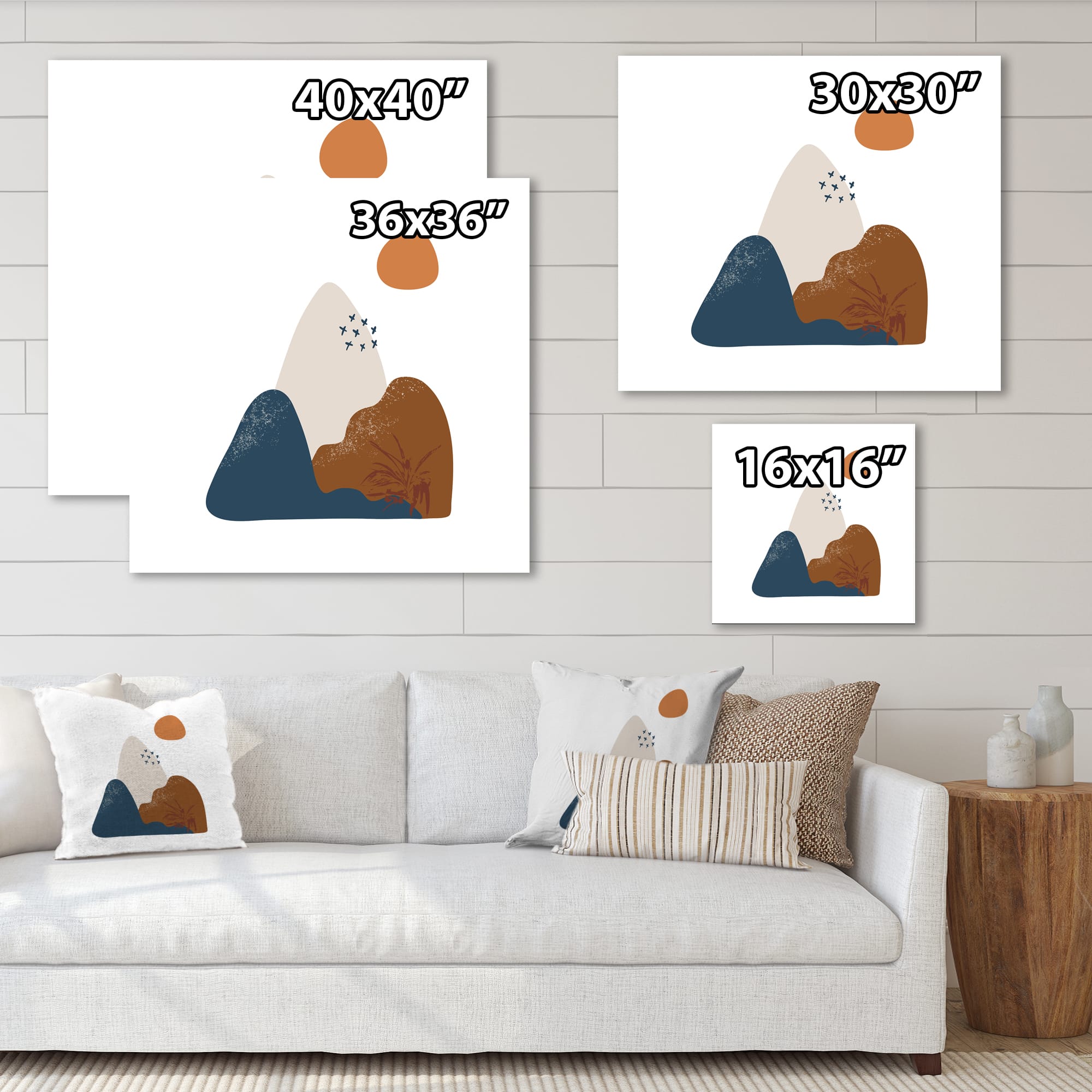 Designart - Abstract Flowers On Minimal Shapes VI - Modern Canvas Wall Art Print