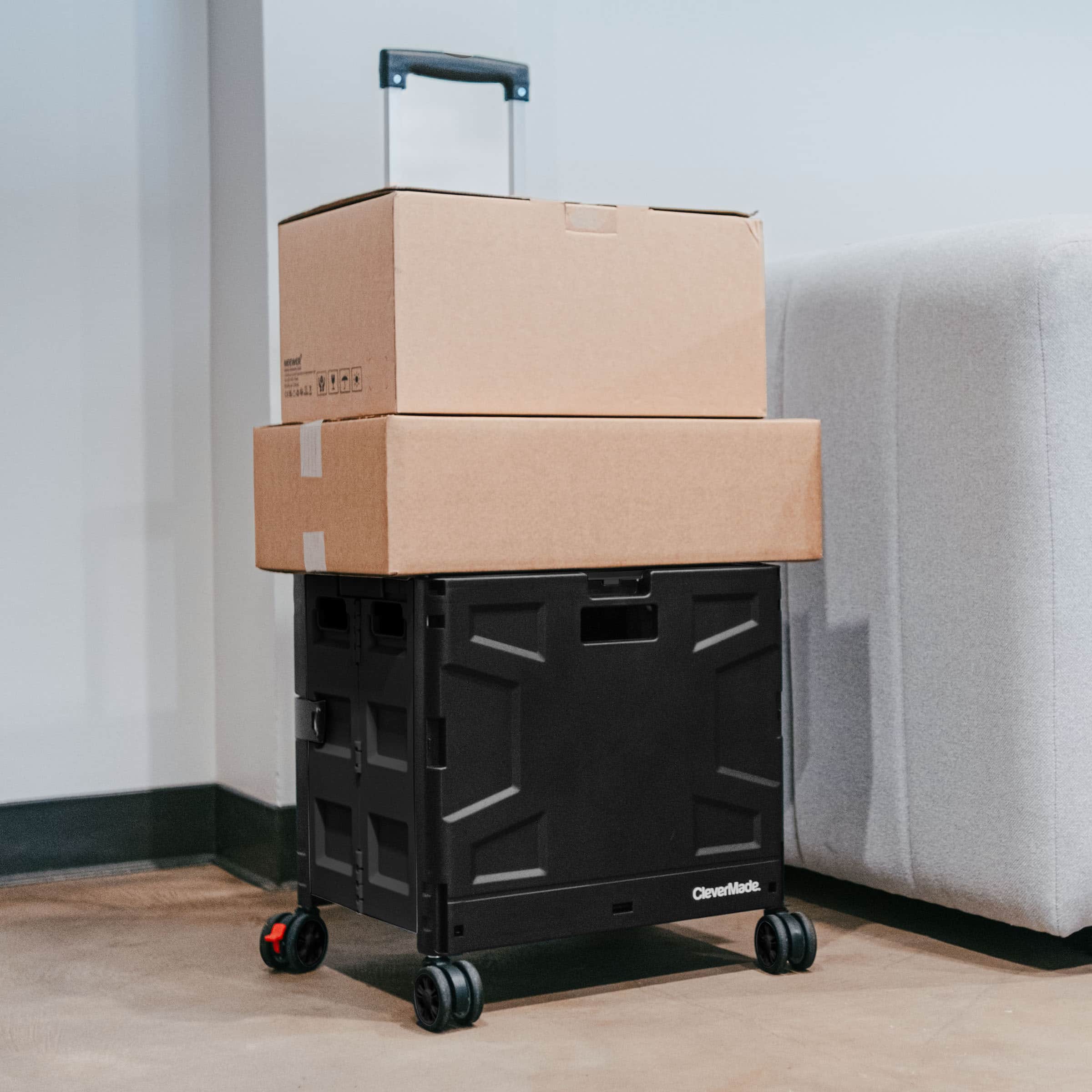 CleverMade® 55L Black Wheeled Trolley Crate