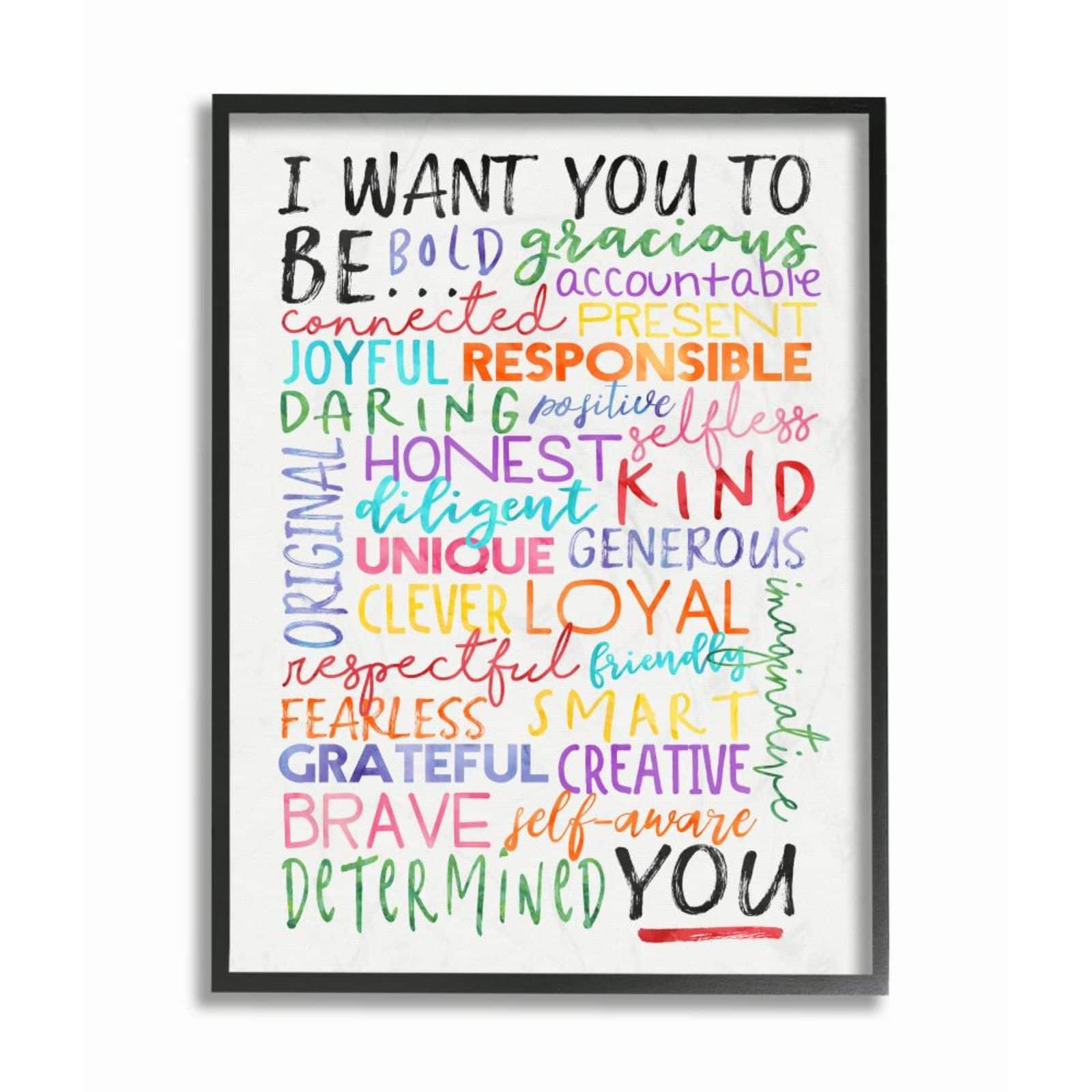 Stupell Industries White with Multicolored I Want You To Be Inspirational Quote Framed Wall Art