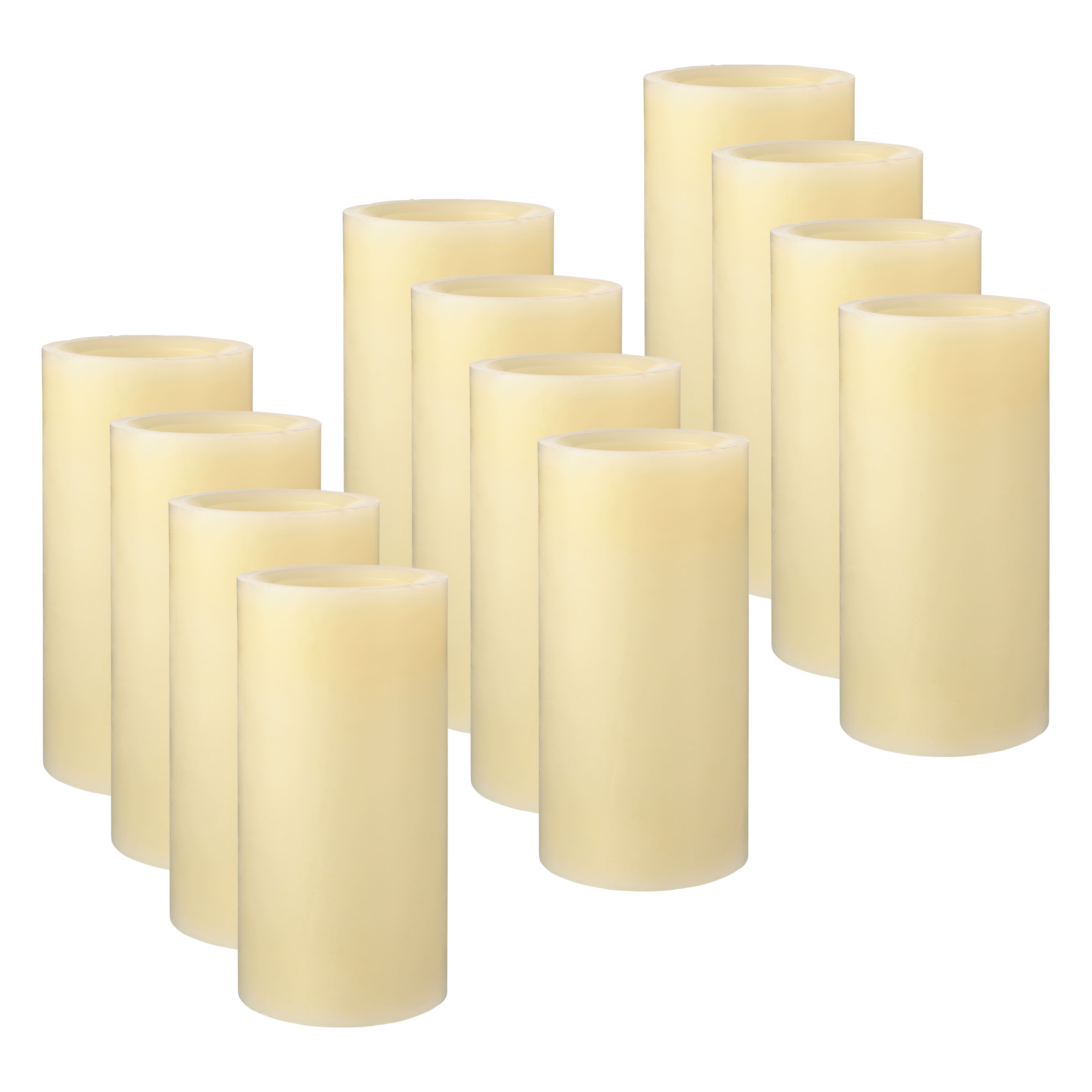 12 Pack: 3" x 6" Cream LED Wax Pillar Candle by Ashland®