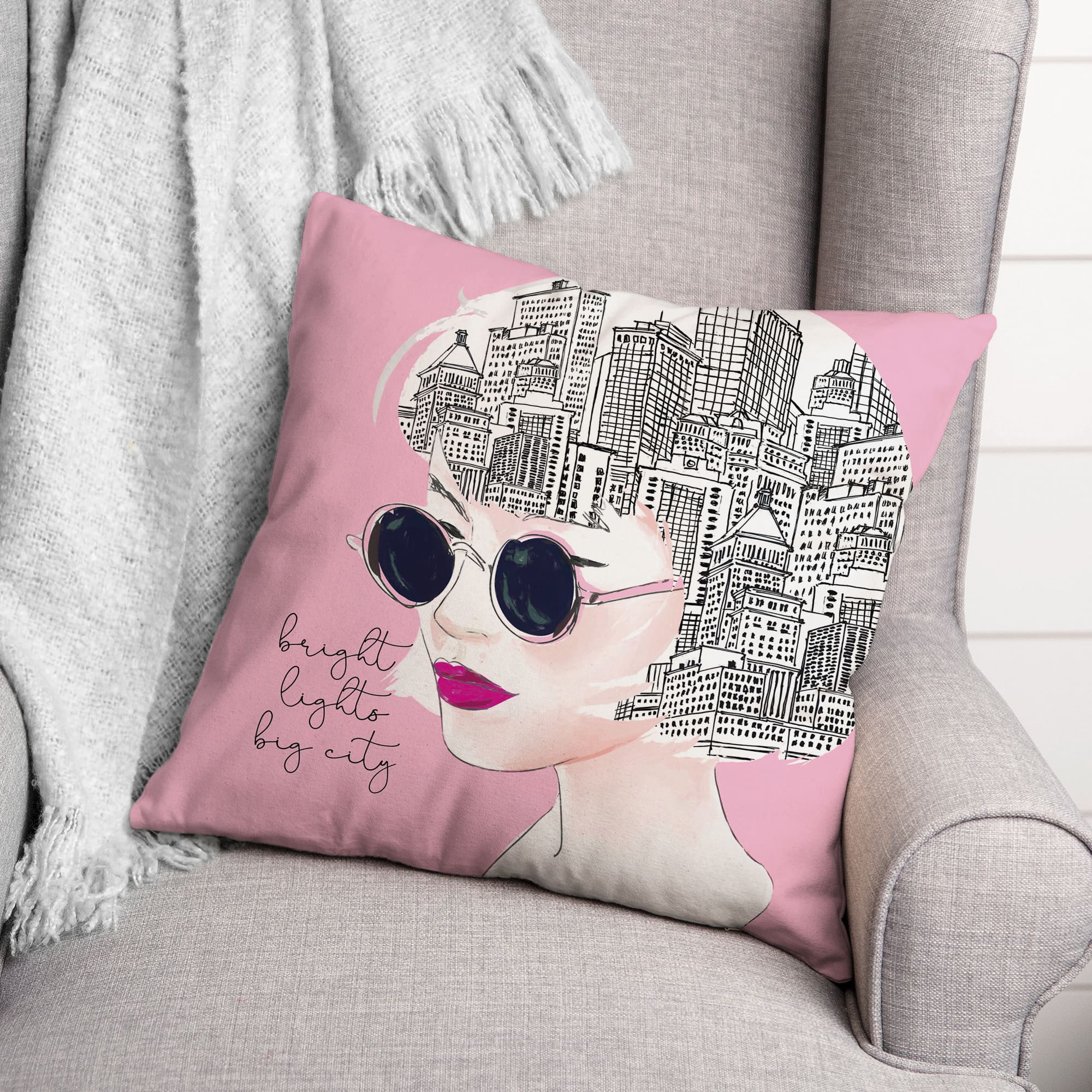City On My Mind Sketch 18" x 18" Throw Pillow