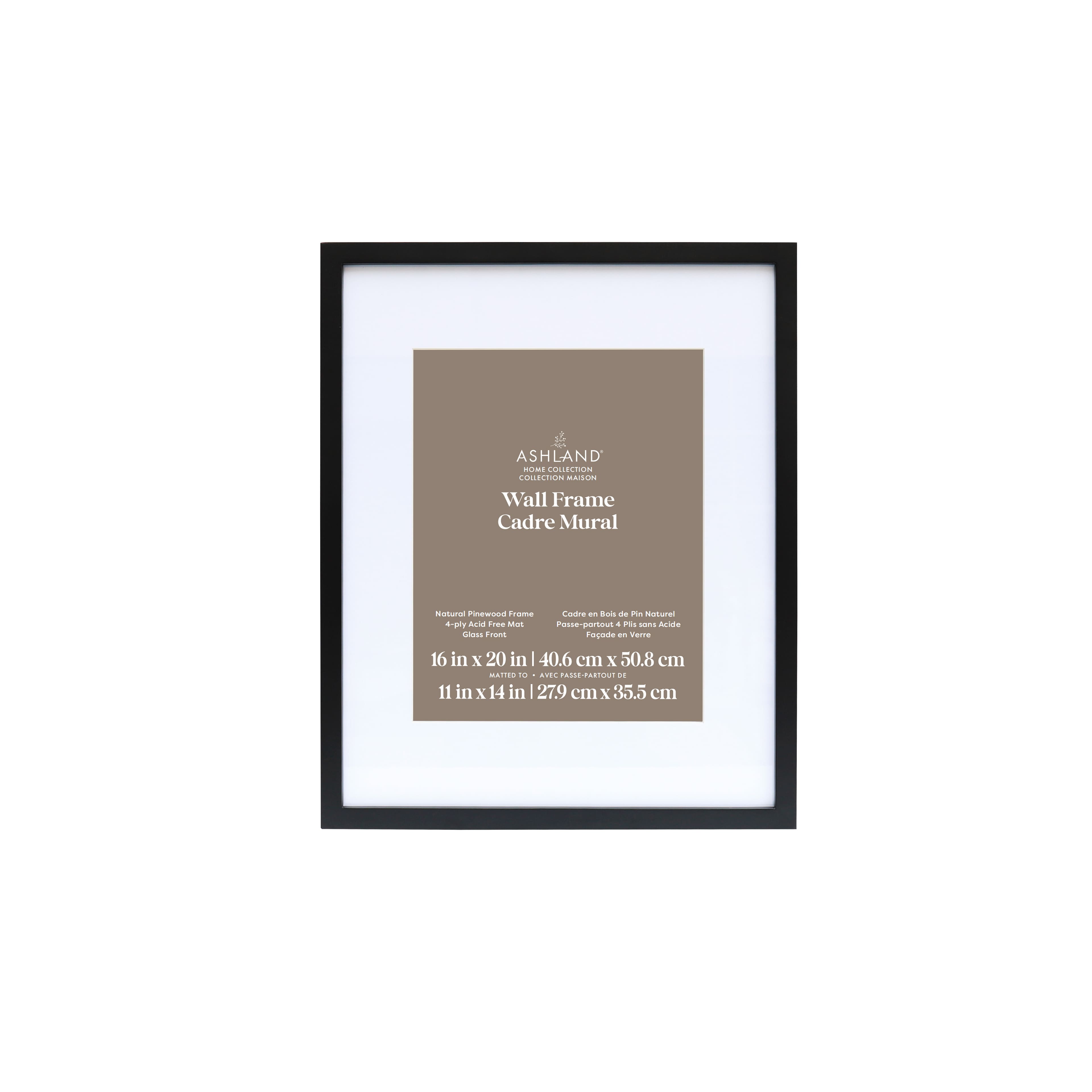 Home Black Natural Pinewood Wall Frame with Mat by Ashland®