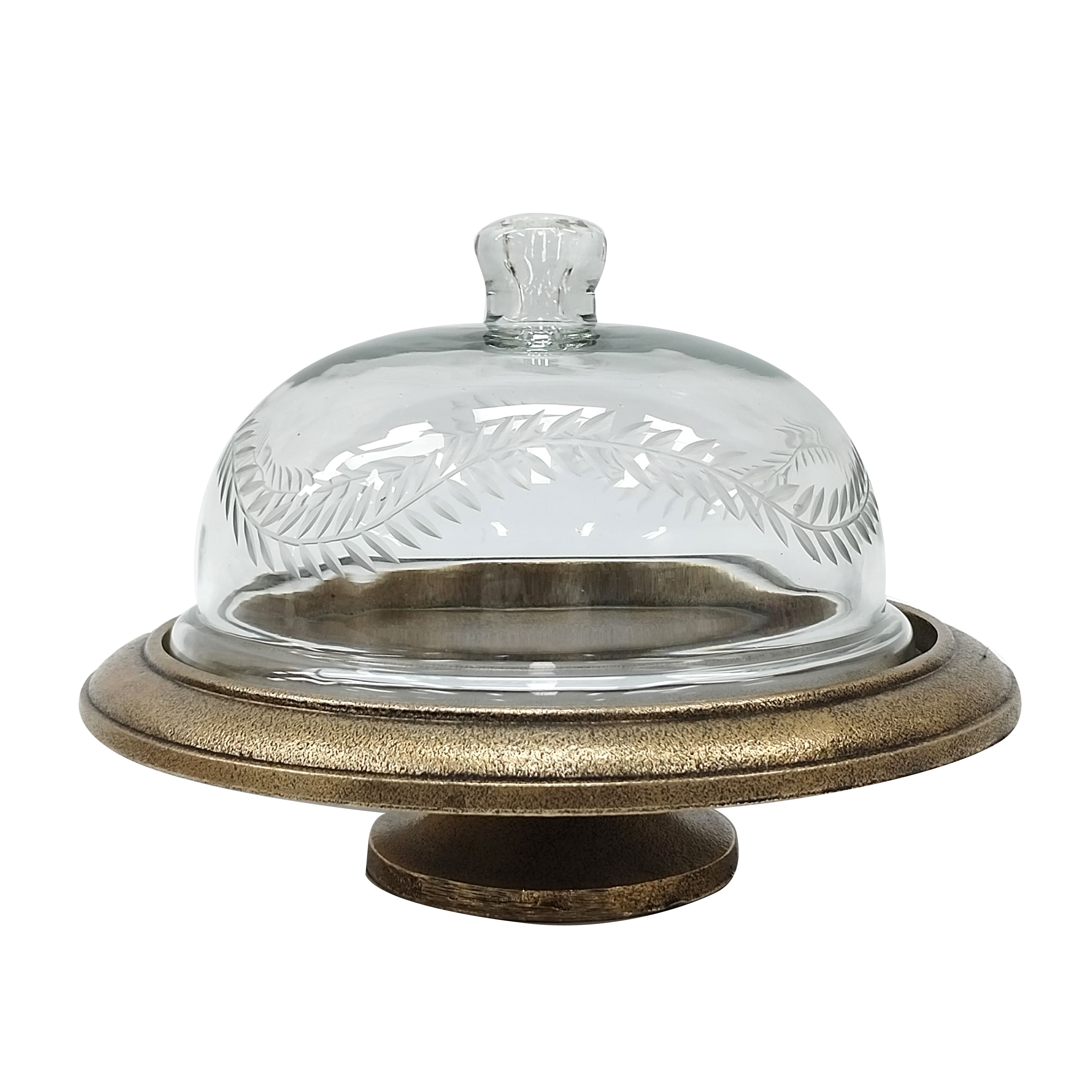 10" x 7" Metal Cake Stand with Glass Cloche by Ashland®