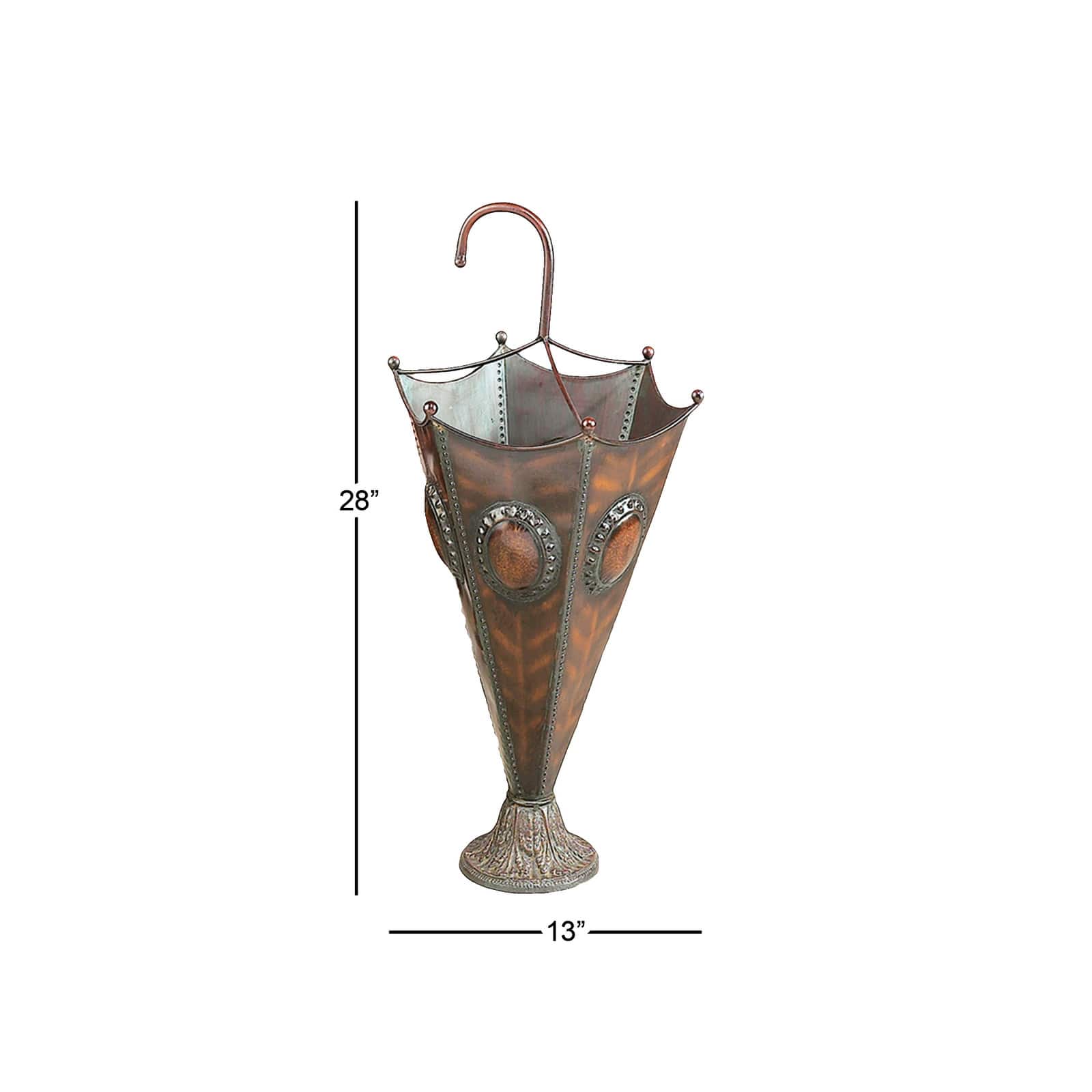 28" Brown Metal Rustic Umbrella Stand