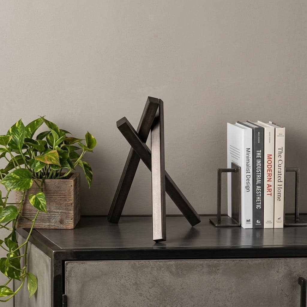 HomeRoots 10" Black Metal Abstract Tabletop Sculpture