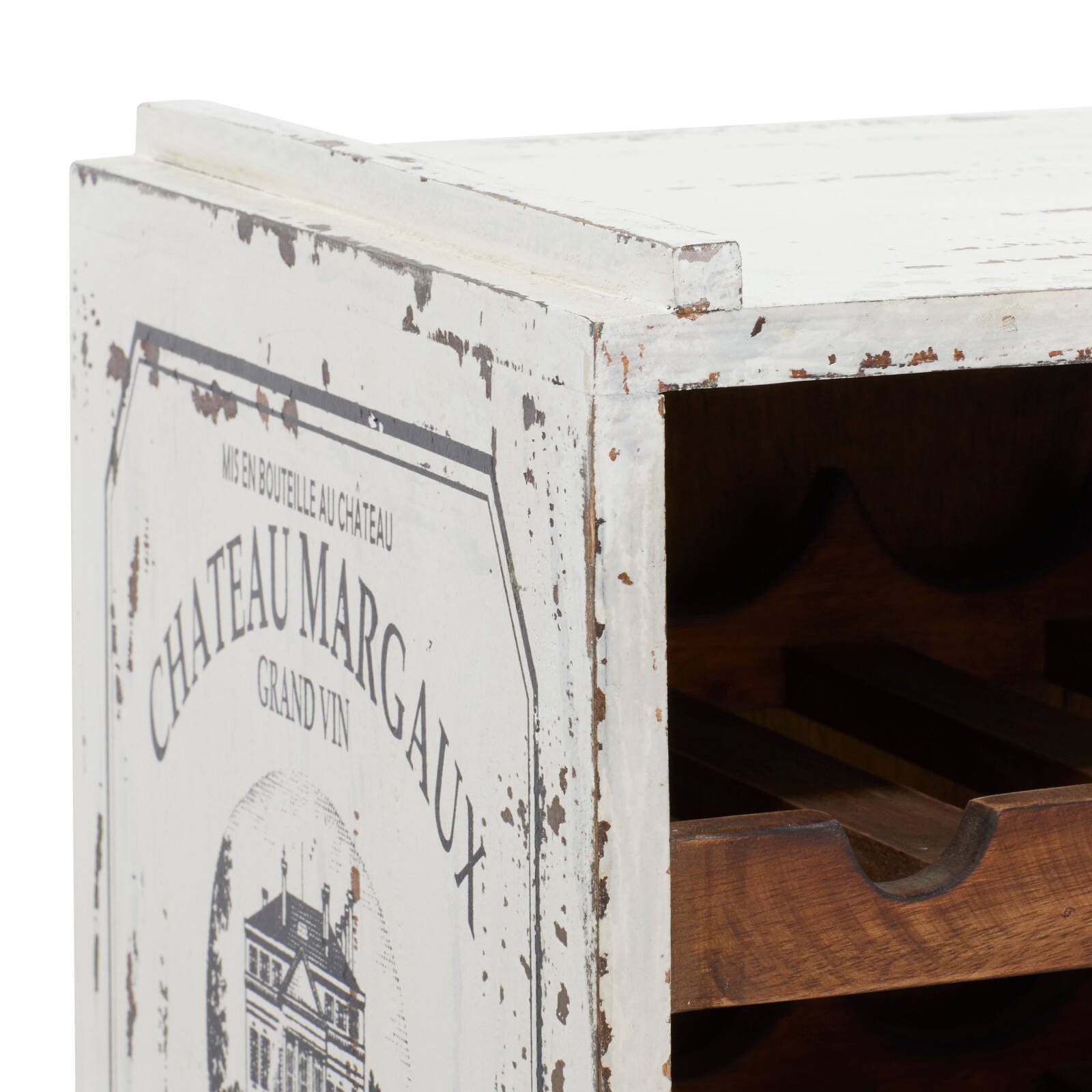 16" White Wood Farmhouse Wine Rack