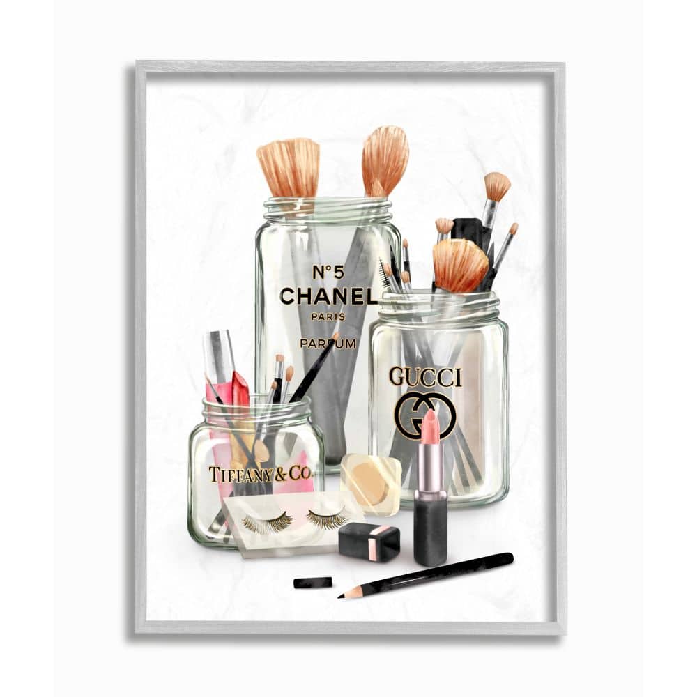 Stupell Industries Fashion Brand Makeup In Mason Jars Glam Design Framed Wall Art