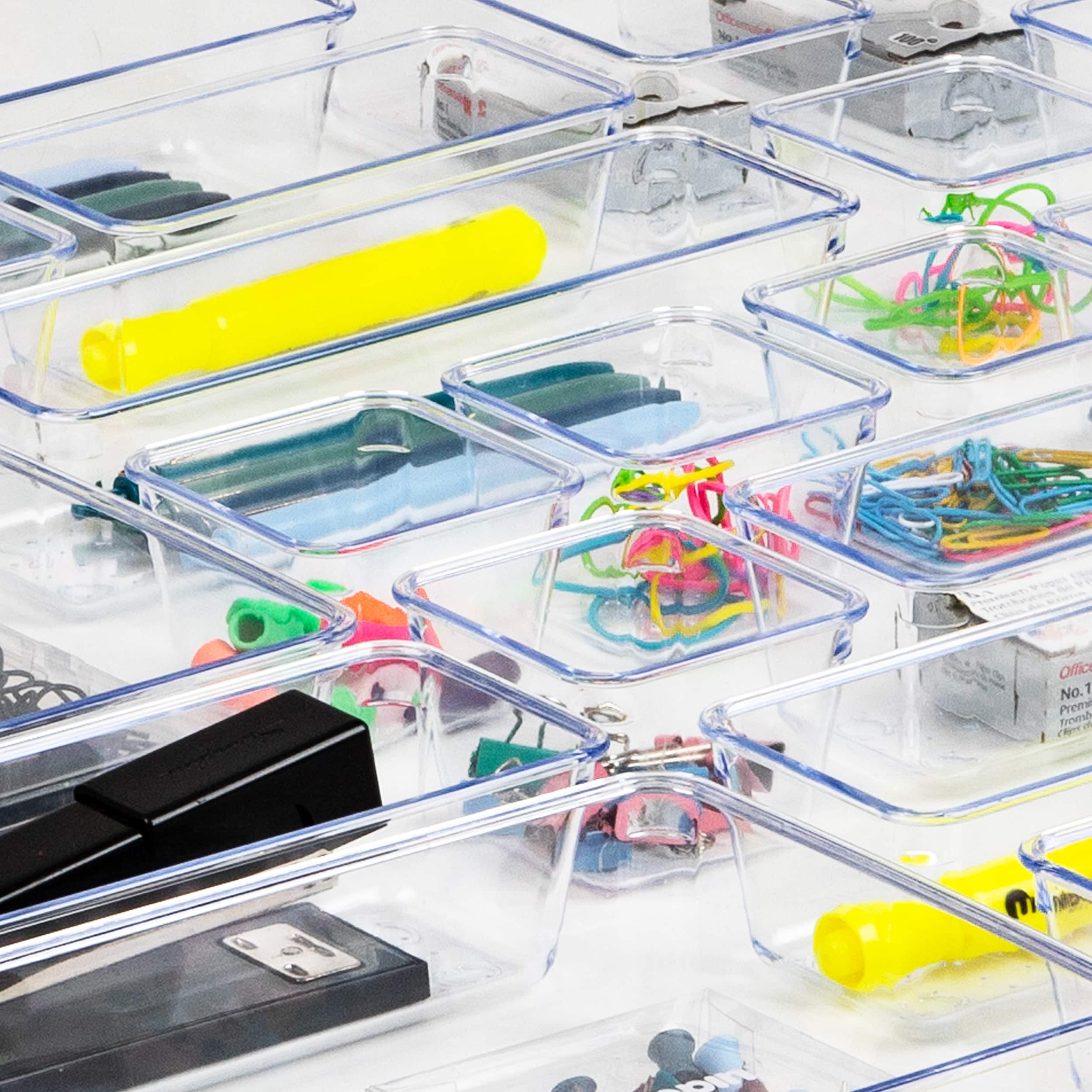 Mind Reader 25-Piece Drawer Organizer Set, Storage Trays, Clear