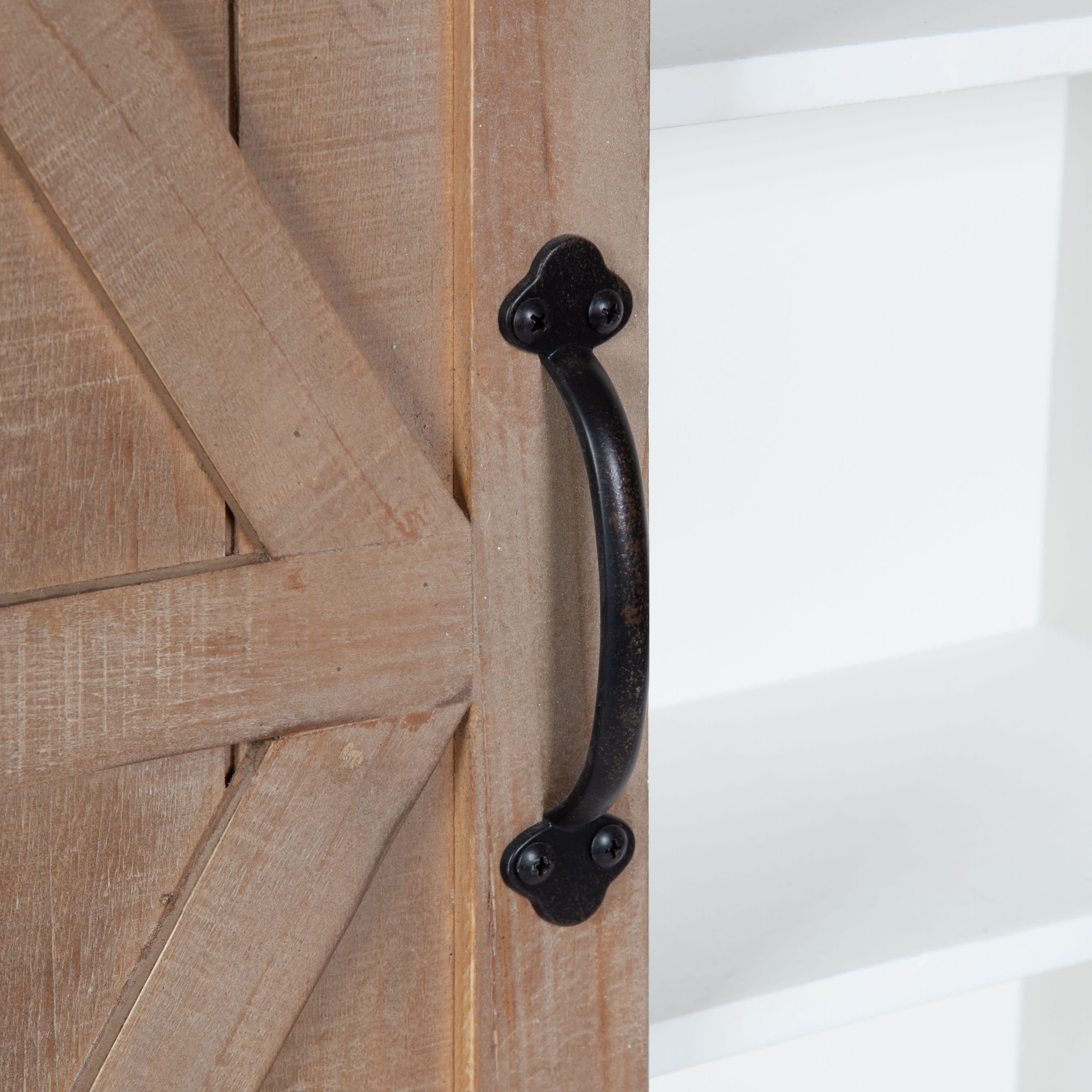 Kate and Laurel Cates Wood Wall Storage Cabinet with Sliding Barn Door