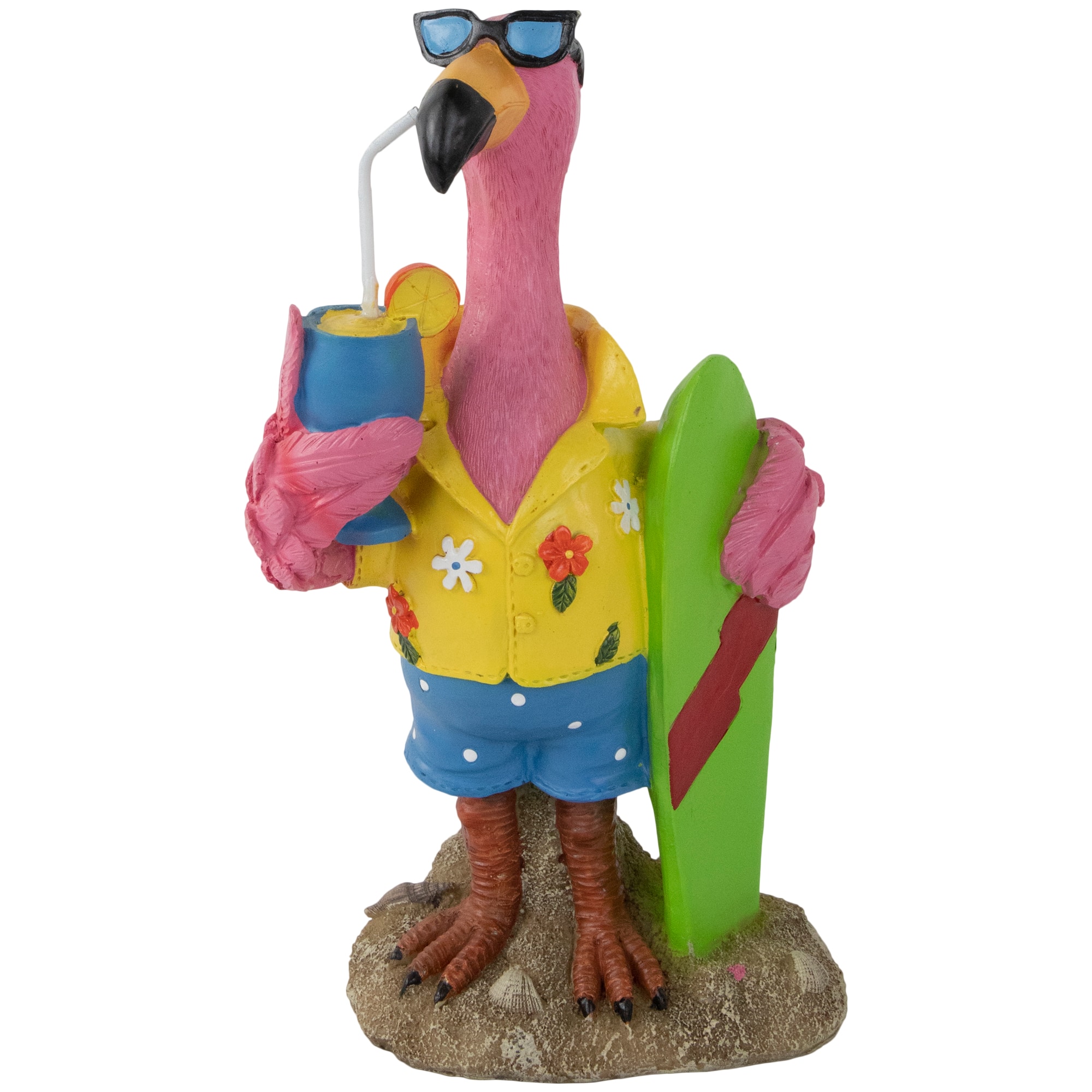 11.5" Tropical Pink Flamingo Outdoor Garden Statue