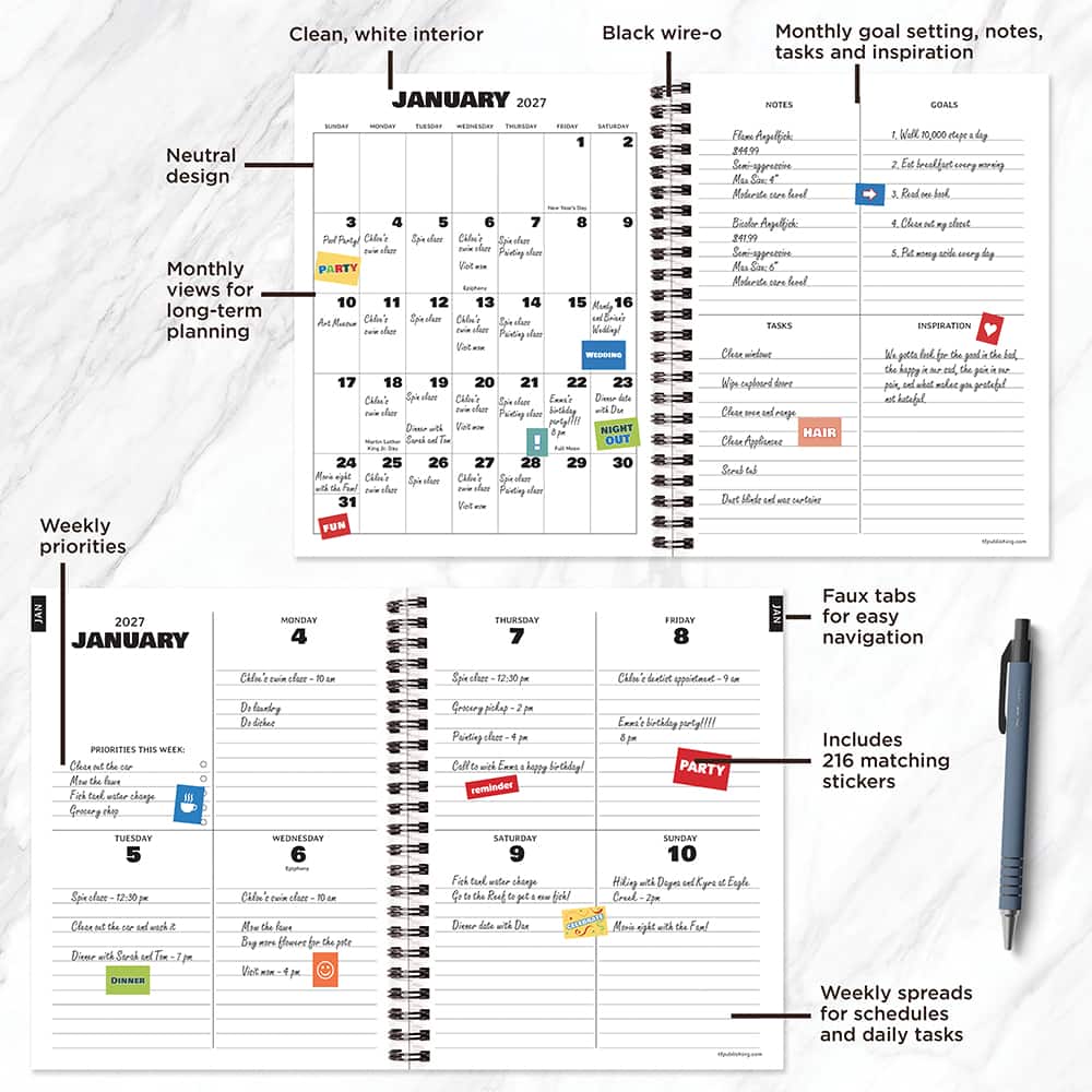2027 Maxine Medium Weekly Monthly Planner
