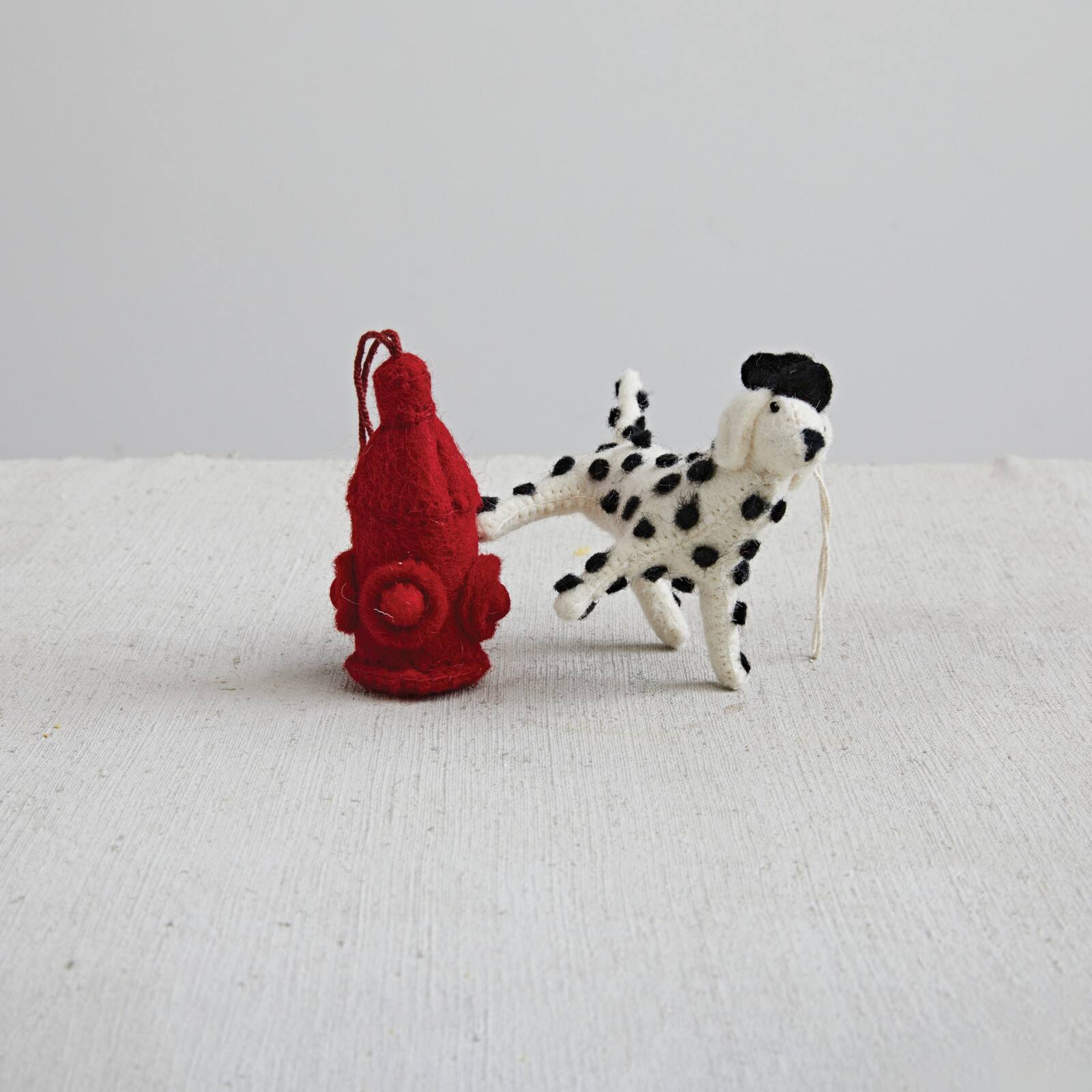 Hello Honey® Handmade Wool Felt Dalmatian in Hat Ornament