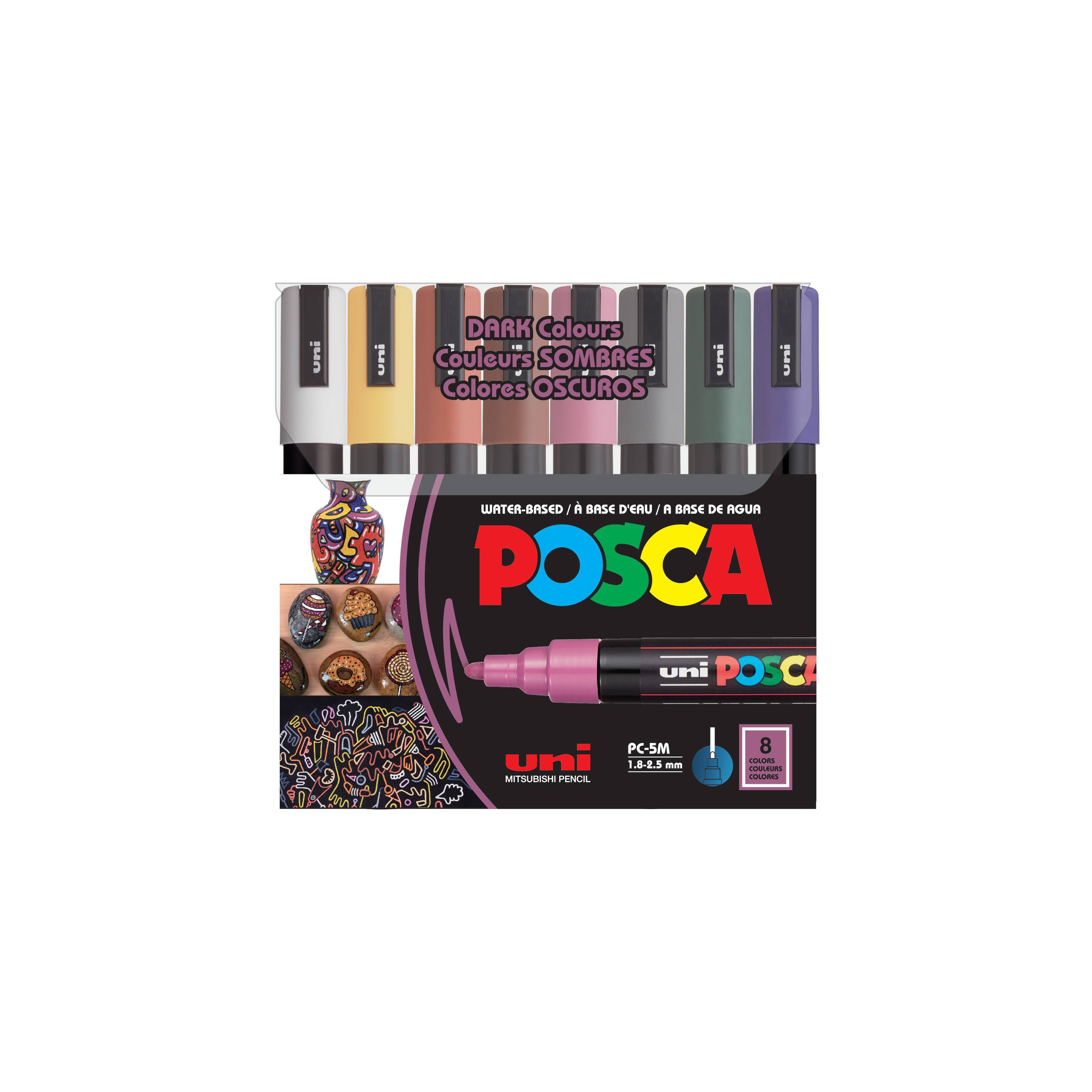 Uni POSCA PC-5M 8-Color Medium Tip Dark Paint Marker Set