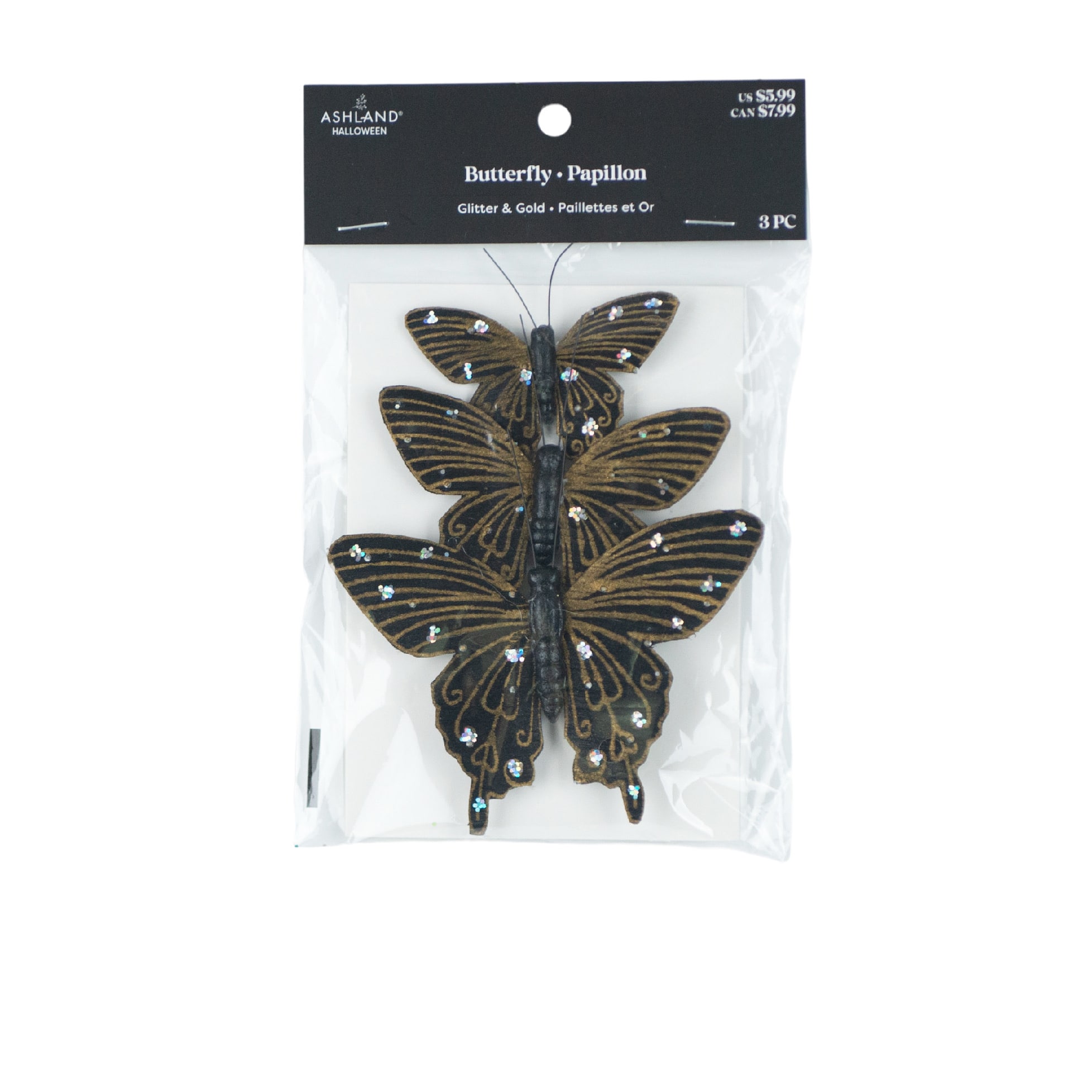 Glitter & Gold Butterfly Accents, 3ct. by Ashland®