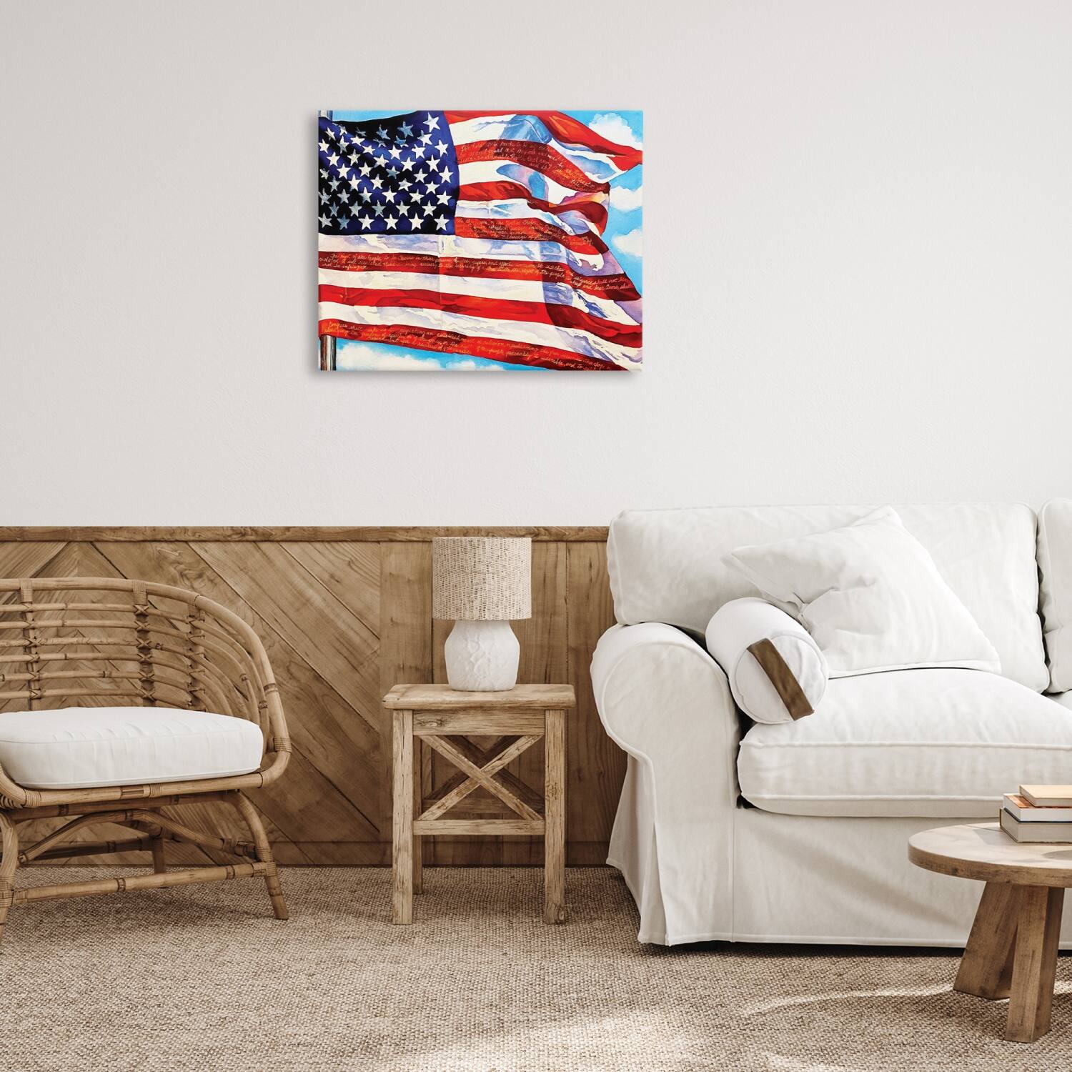 Stupell Industries Windblown American Flag Canvas Wall Art