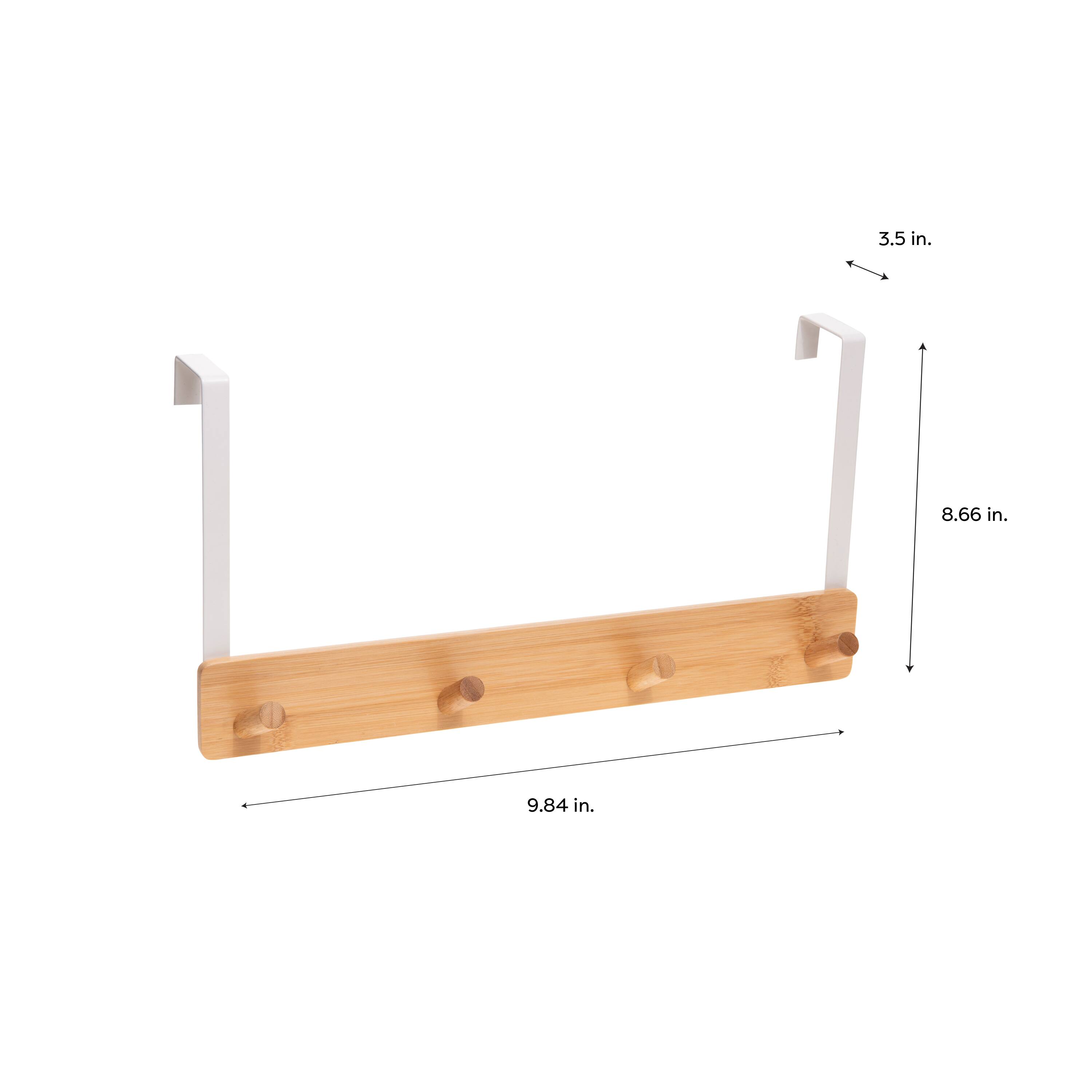 Simplify White Over the Door Bamboo 4 Hook