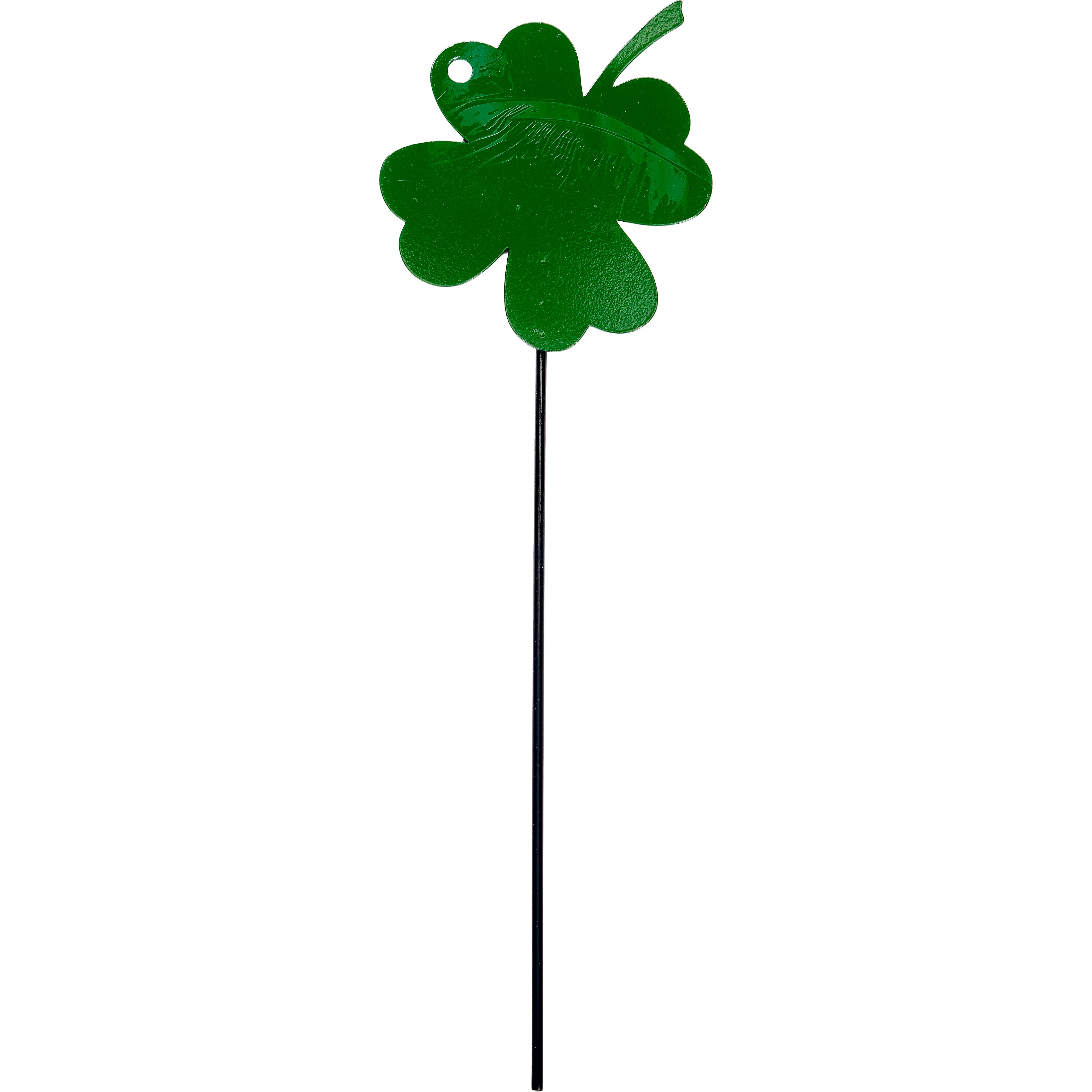 Worth Imports 15" Green Iron Clover Leaf Garden Stake