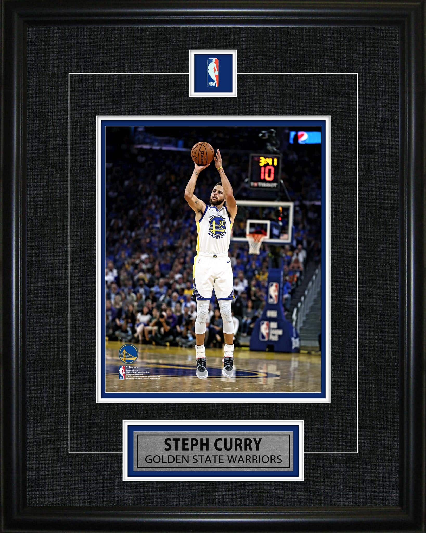 Steph Curry Framed Pin & Plate Warriors 16" x 20"