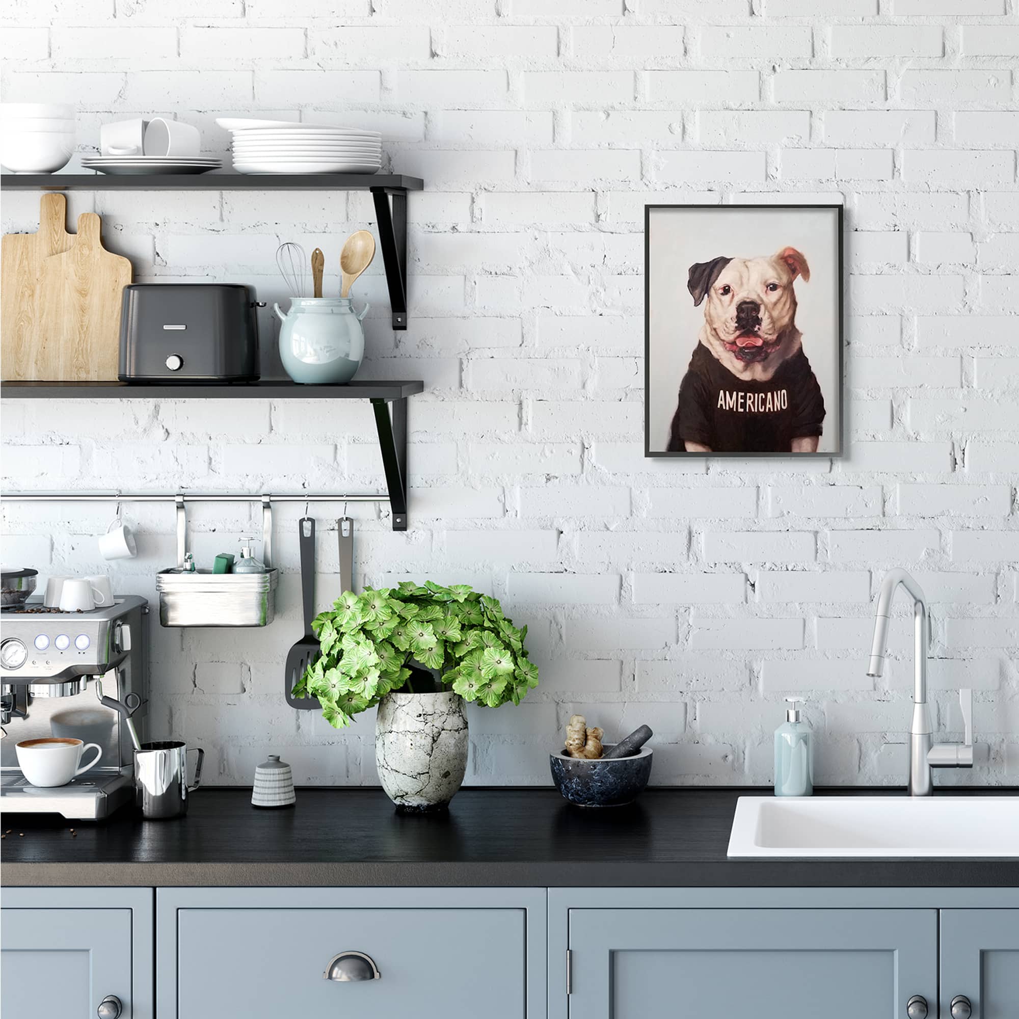 Stupell Industries Americano American Bulldog Black Framed Wall Art