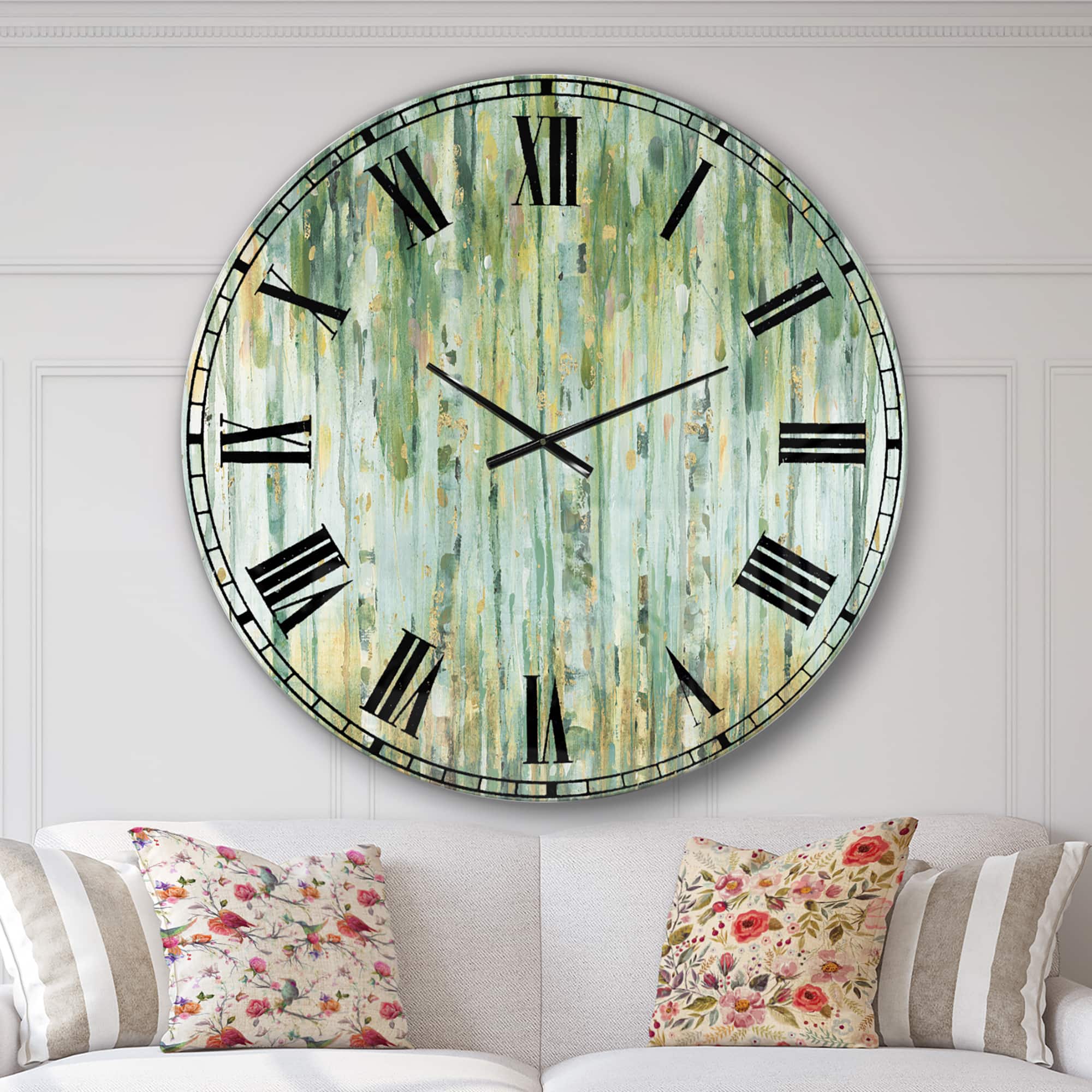 Designart 'Golden Birch Forest V Farmhouse Wall Clock
