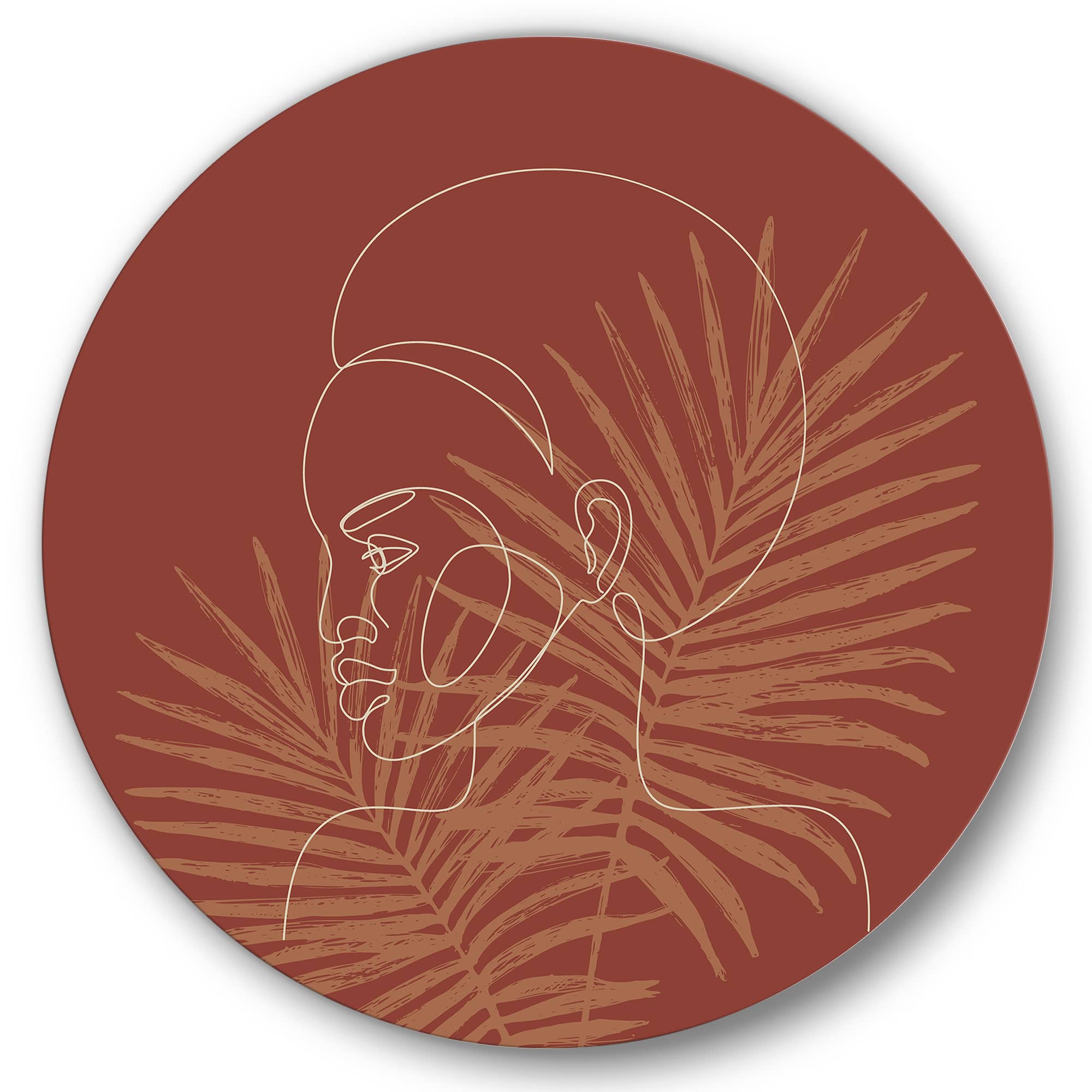 Designart - Sillhouette of Afro American Girl on Palm Leaves