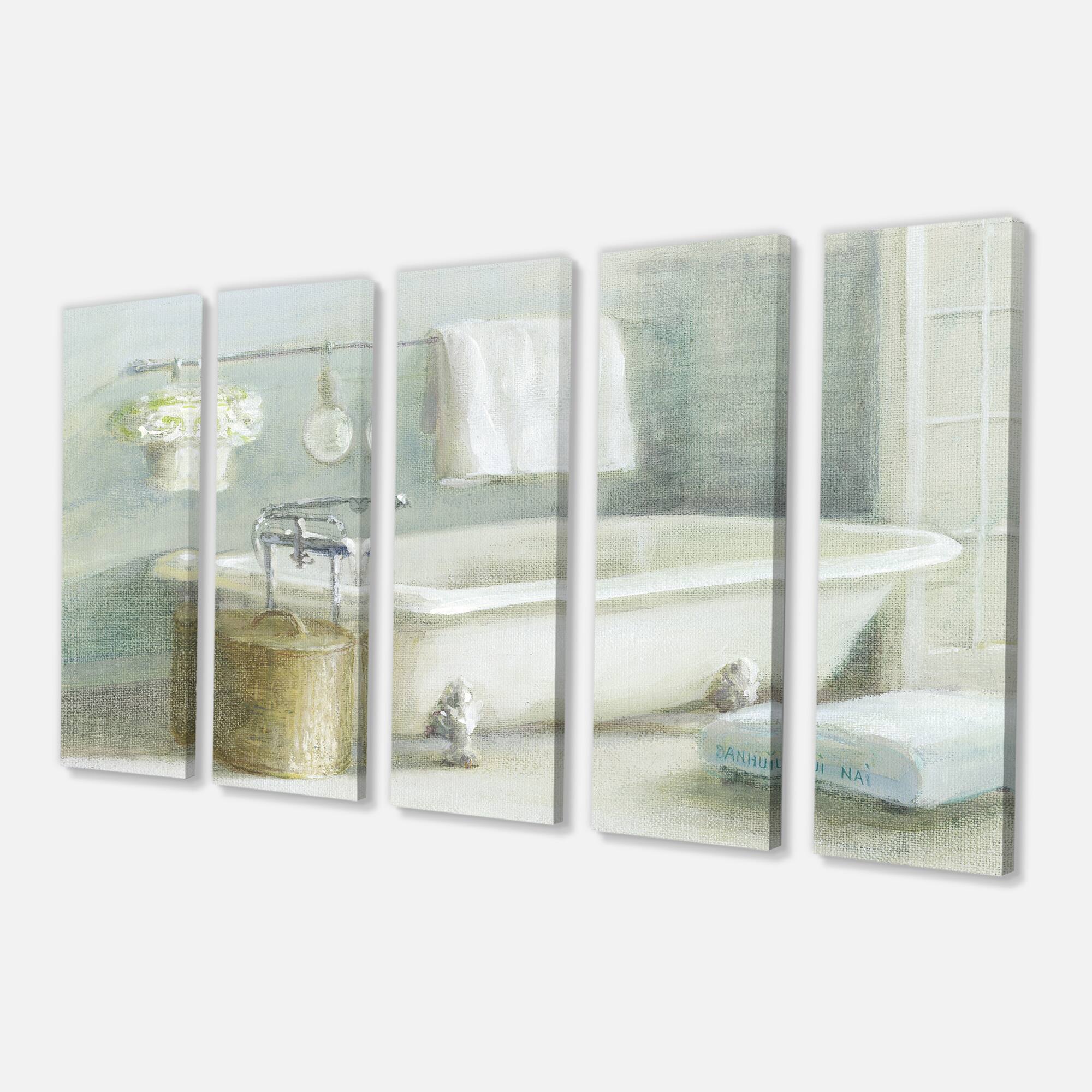 Designart - Pastel Bath I - Bathroom Premium Canvas Wall Art