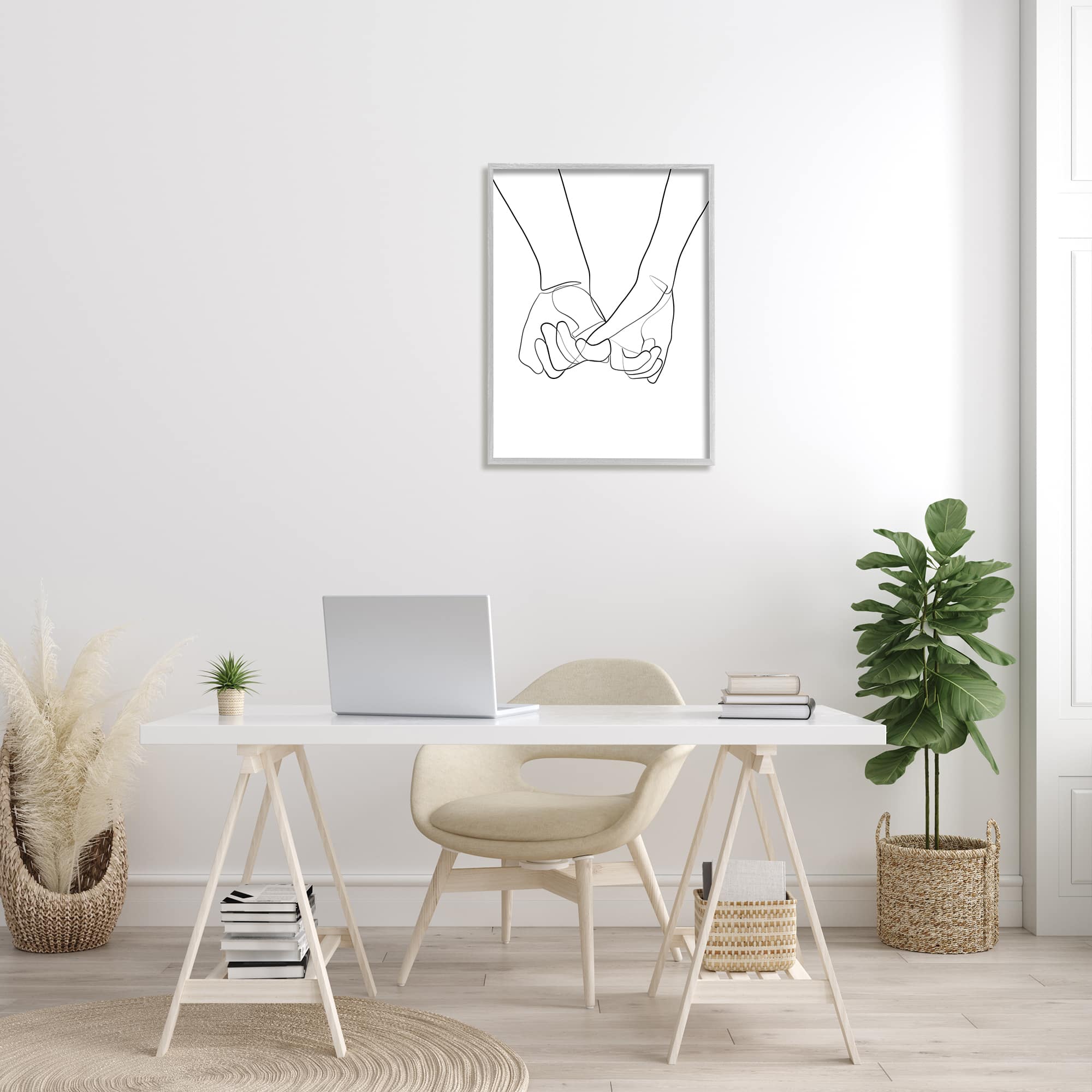 Stupell Industries Fluid Line Abstract Couple Holding Hands Wall Art in Frame