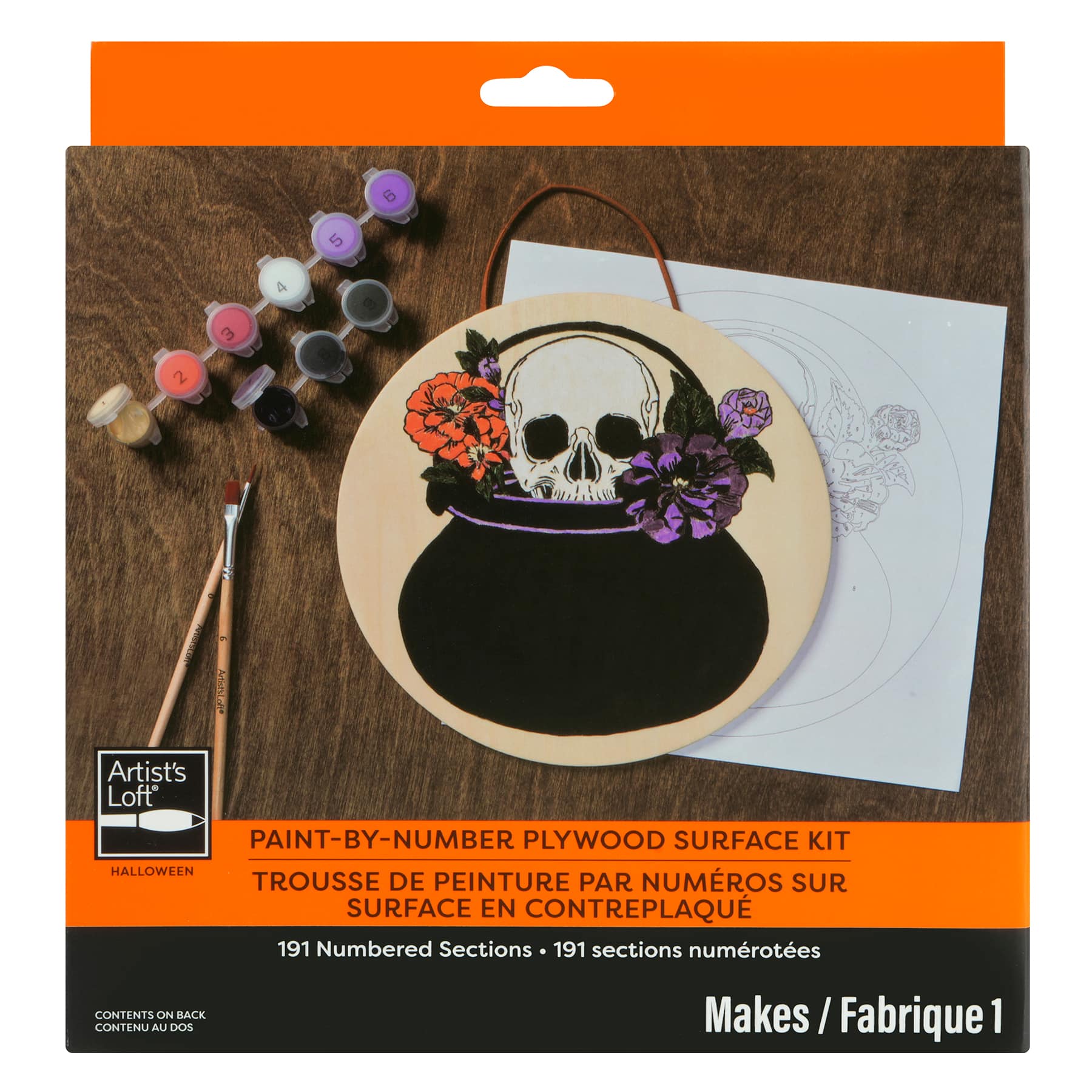 8" Skull Paint-by-Number Plywood Surface Kit by Artist's Loft®