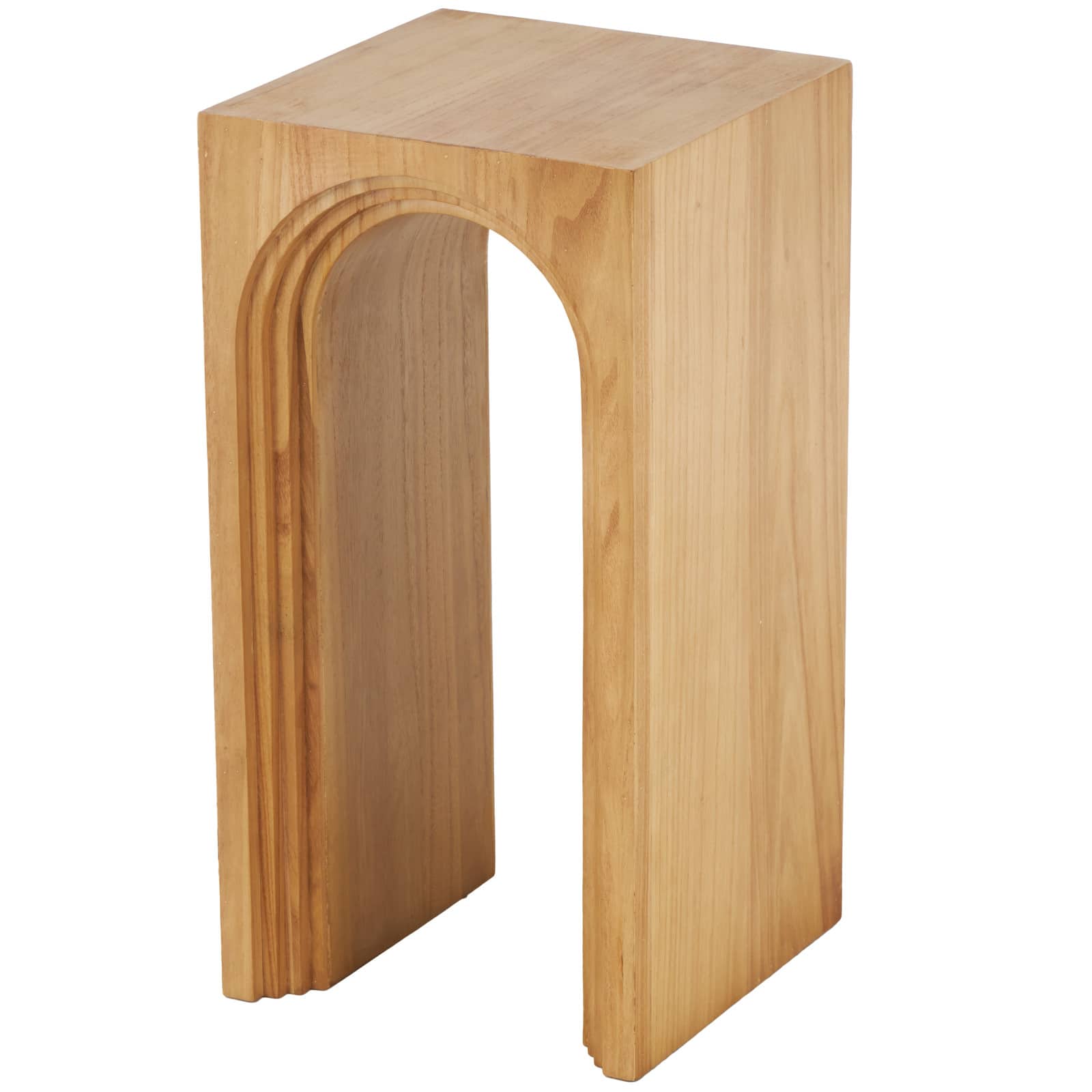 23.5" Brown Wood Cutout Arch Side End Accent Table
