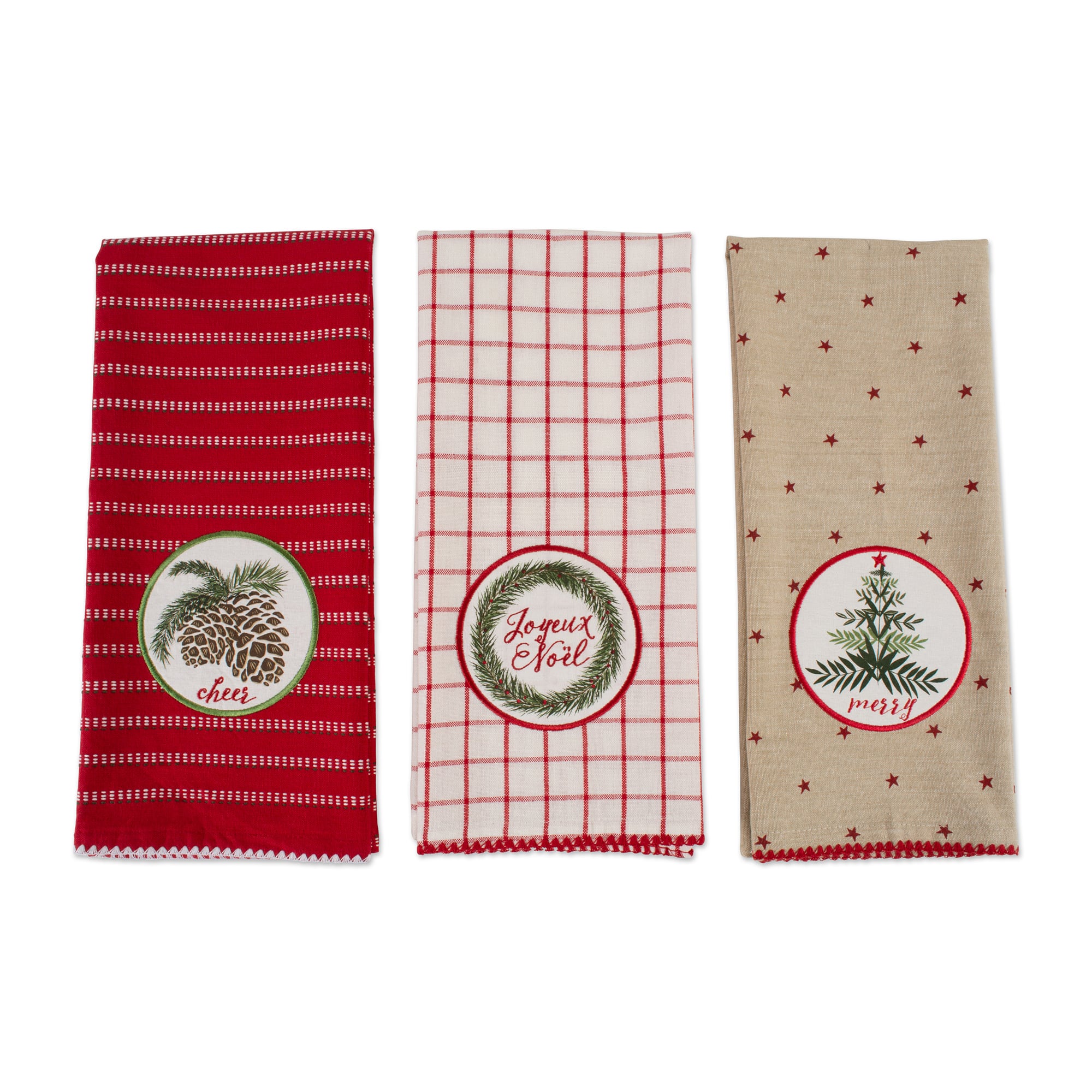 DII® Assorted Noel Embellished Dishtowel Set