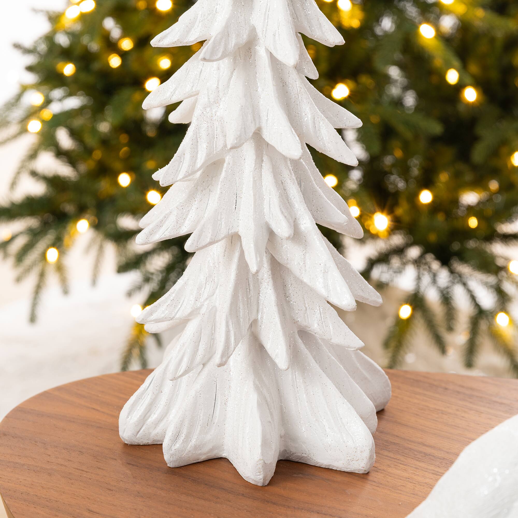 Glitzhome® White Reindeer with Tree Christmas  Table Décor Set