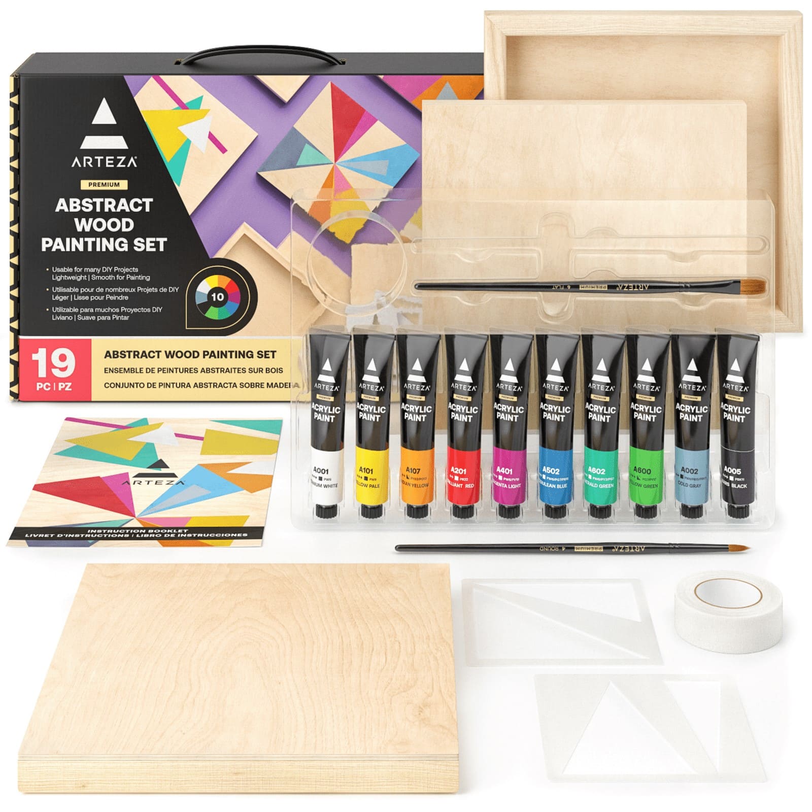 Arteza® 19 Piece Abstract Wood Painting Kit
