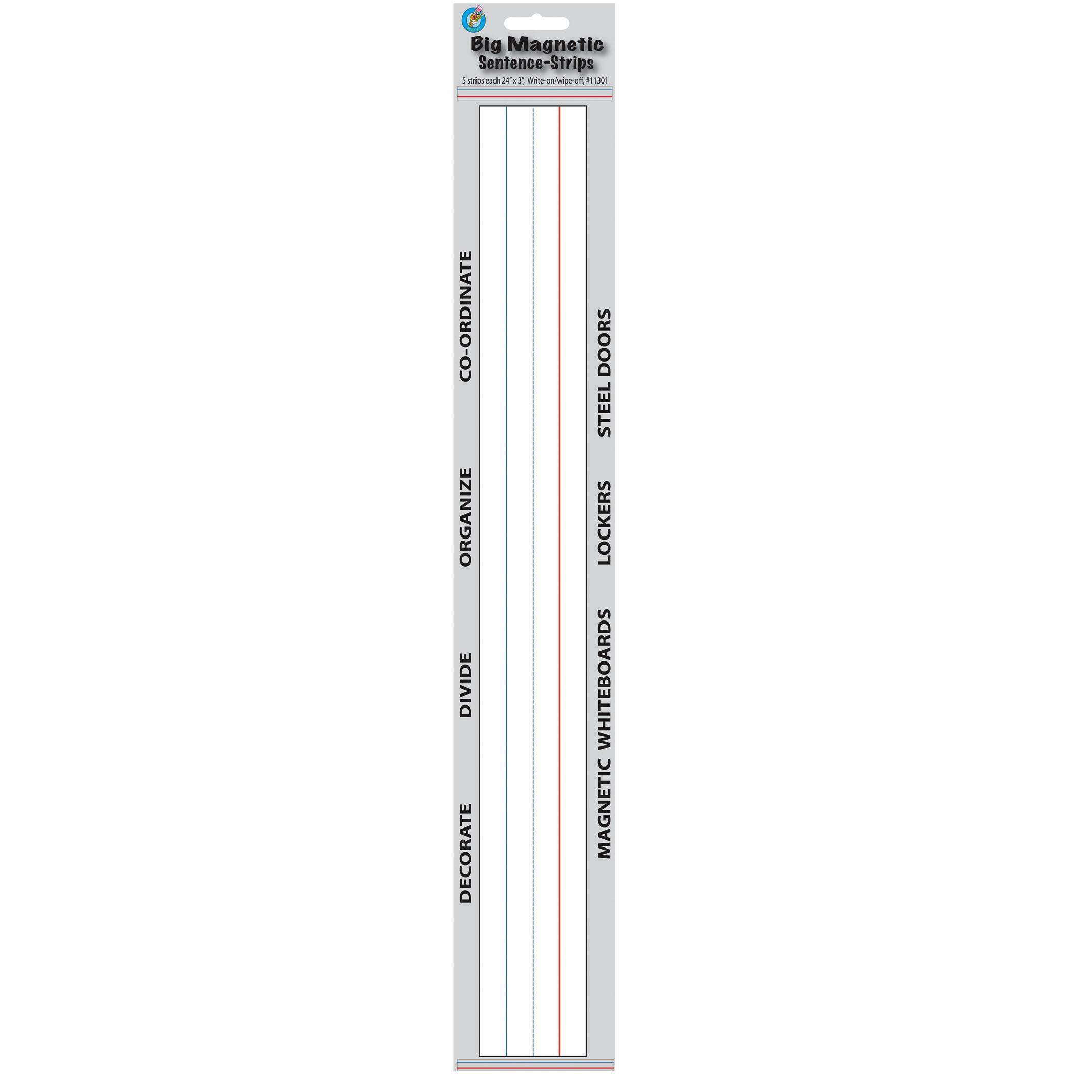 Ashley Productions 3" x 24" Snow White Big Magnetic Sentence Strips, 3 Packs of 5