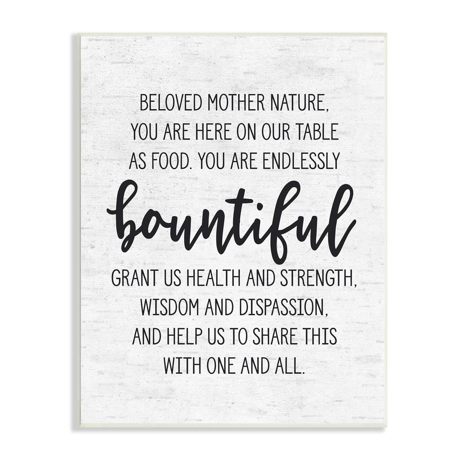 Stupell Industries Mother Nature Bountiful Food Subtle Birch Typography Wall Plaque Art