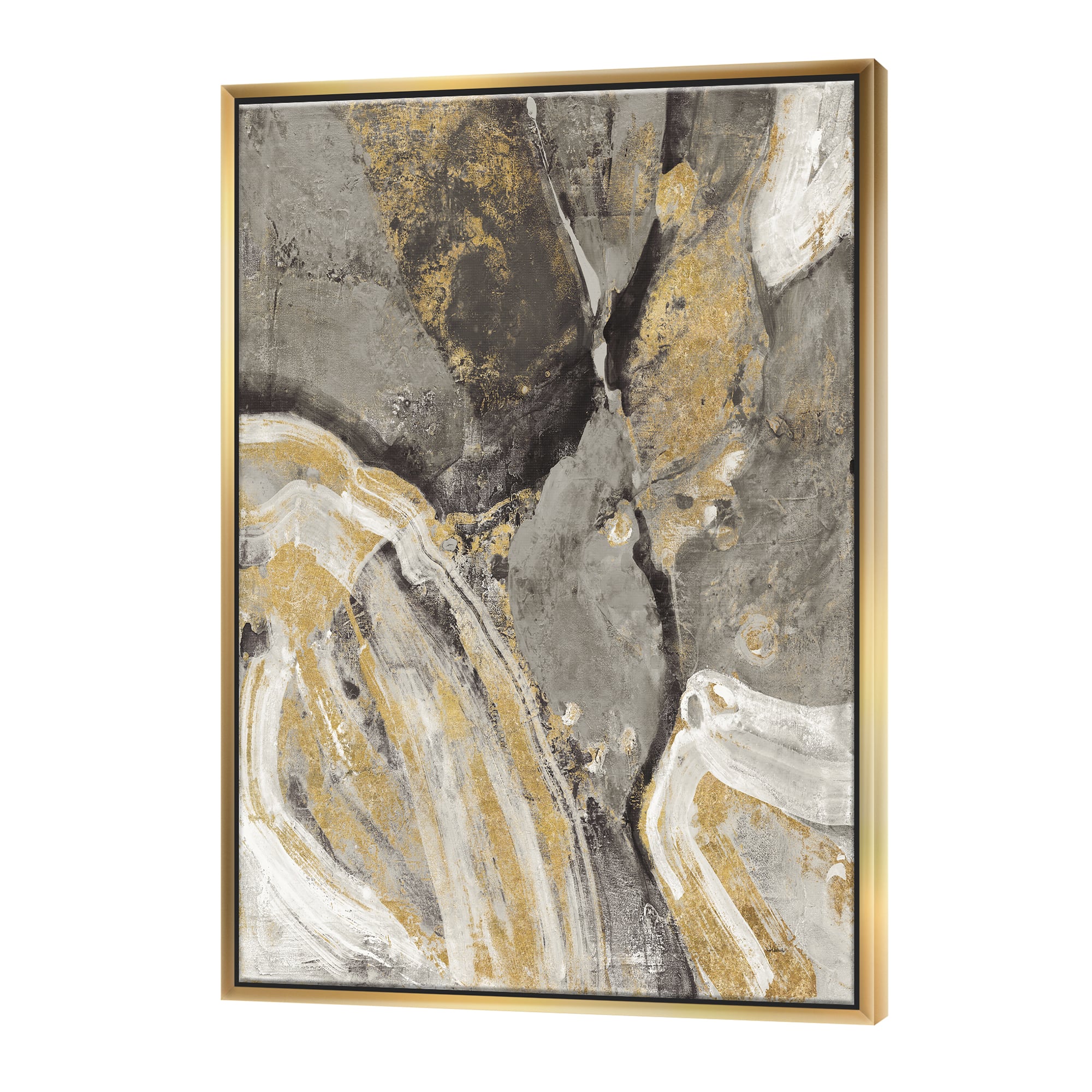 Designart - Glam Phoenix Neutral - Modern Glam Canvas in Gold Frame